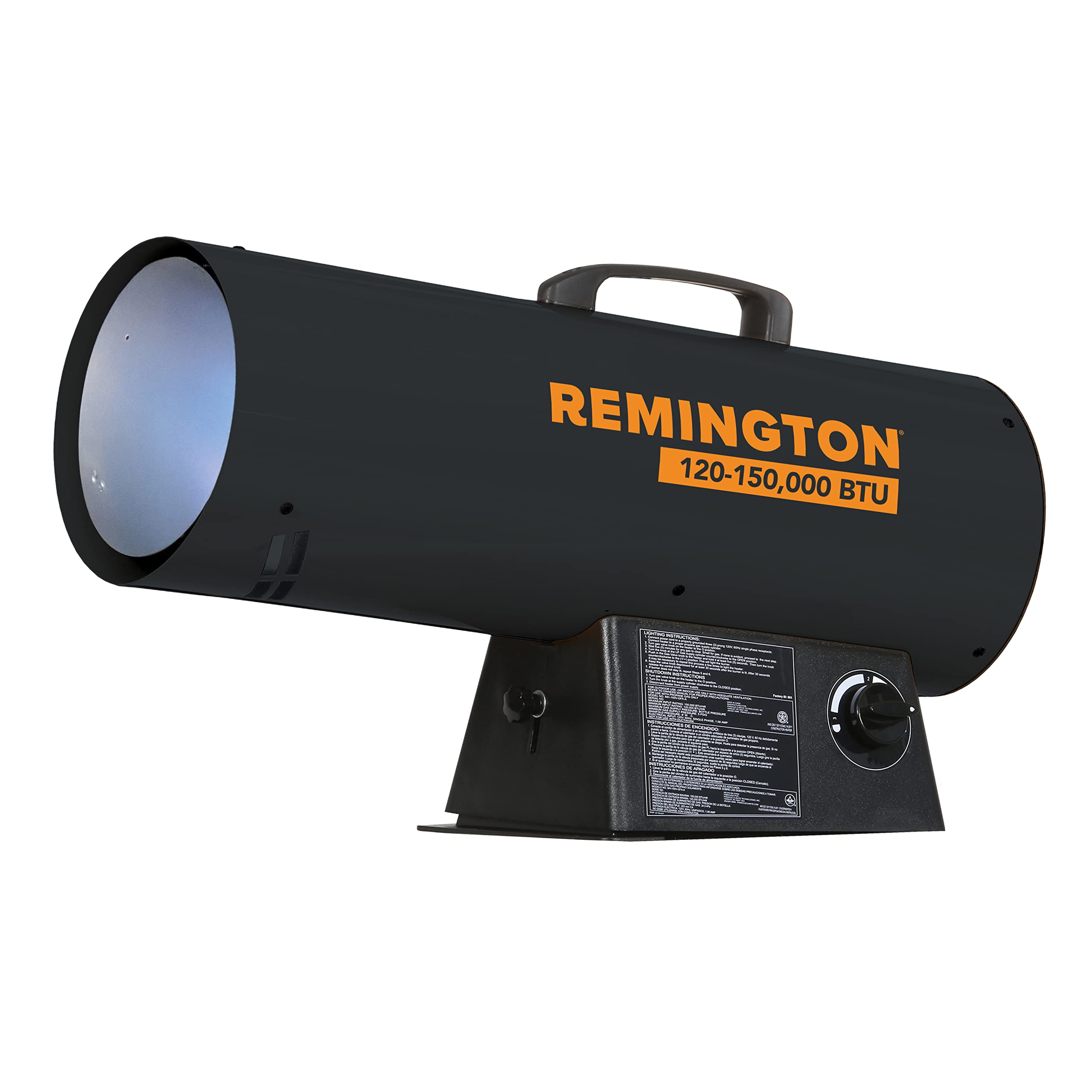 Remington 150,000 BTU LP Forced Air Heater, Variable Output Black