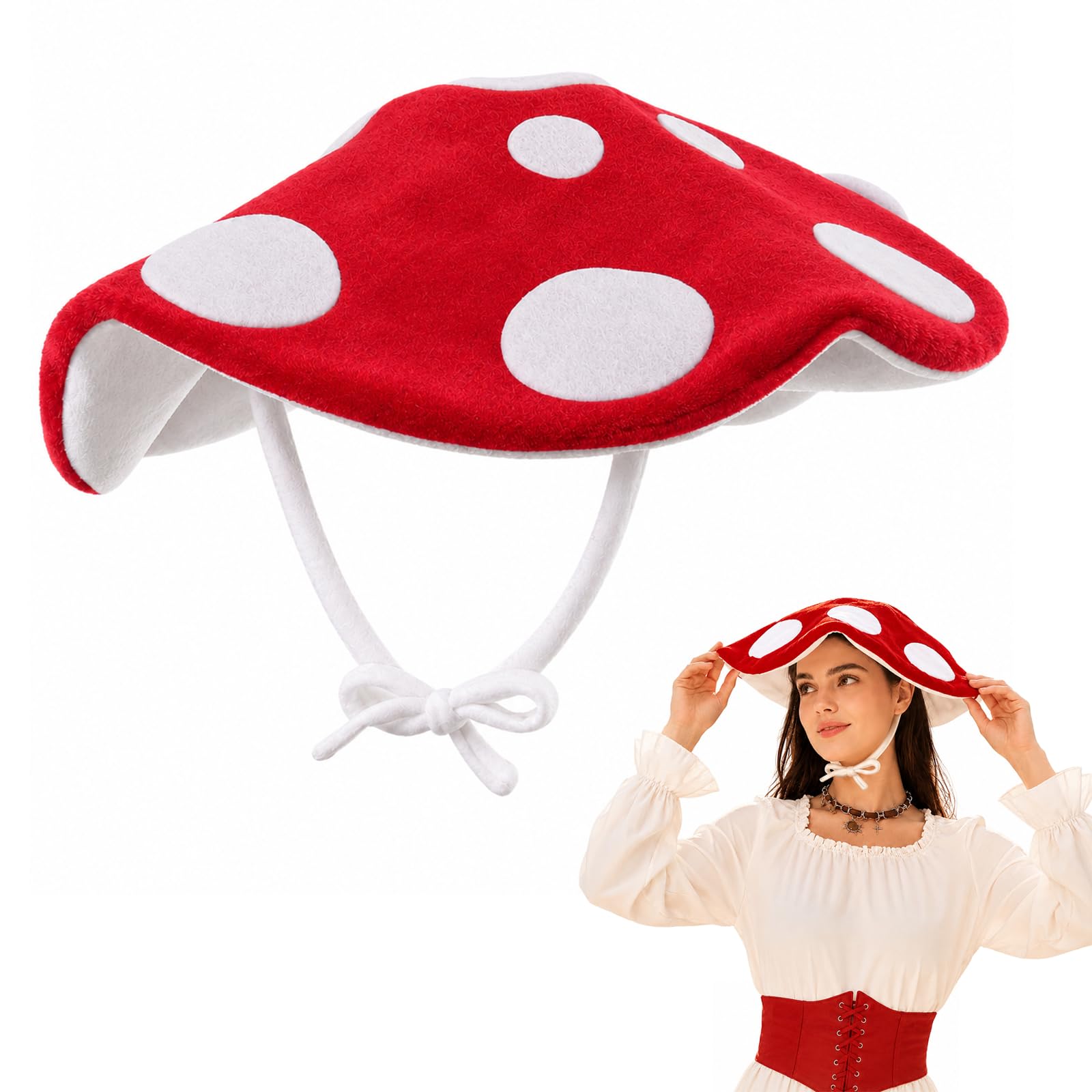 Jeyytyy Mushroom Hat Red White Spores Mushroom Hat Carnival Fancy Dress