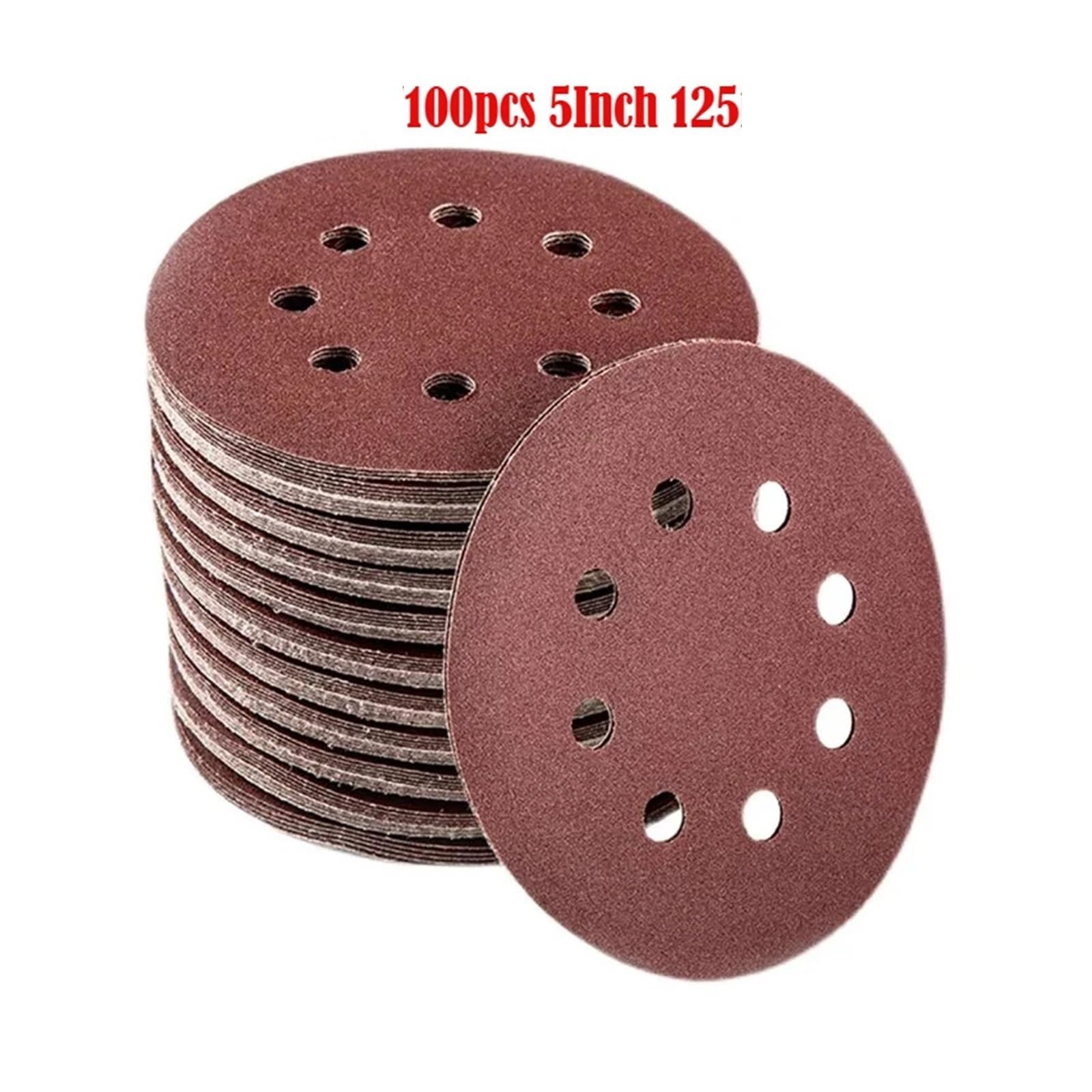 100 pz 5 pollici 125.0mm 8 fori Hook Loop dischi abrasivi carta vetrata 240 400 grana for levigatrice orbitale casuale Per levigatrici(Red-p800)