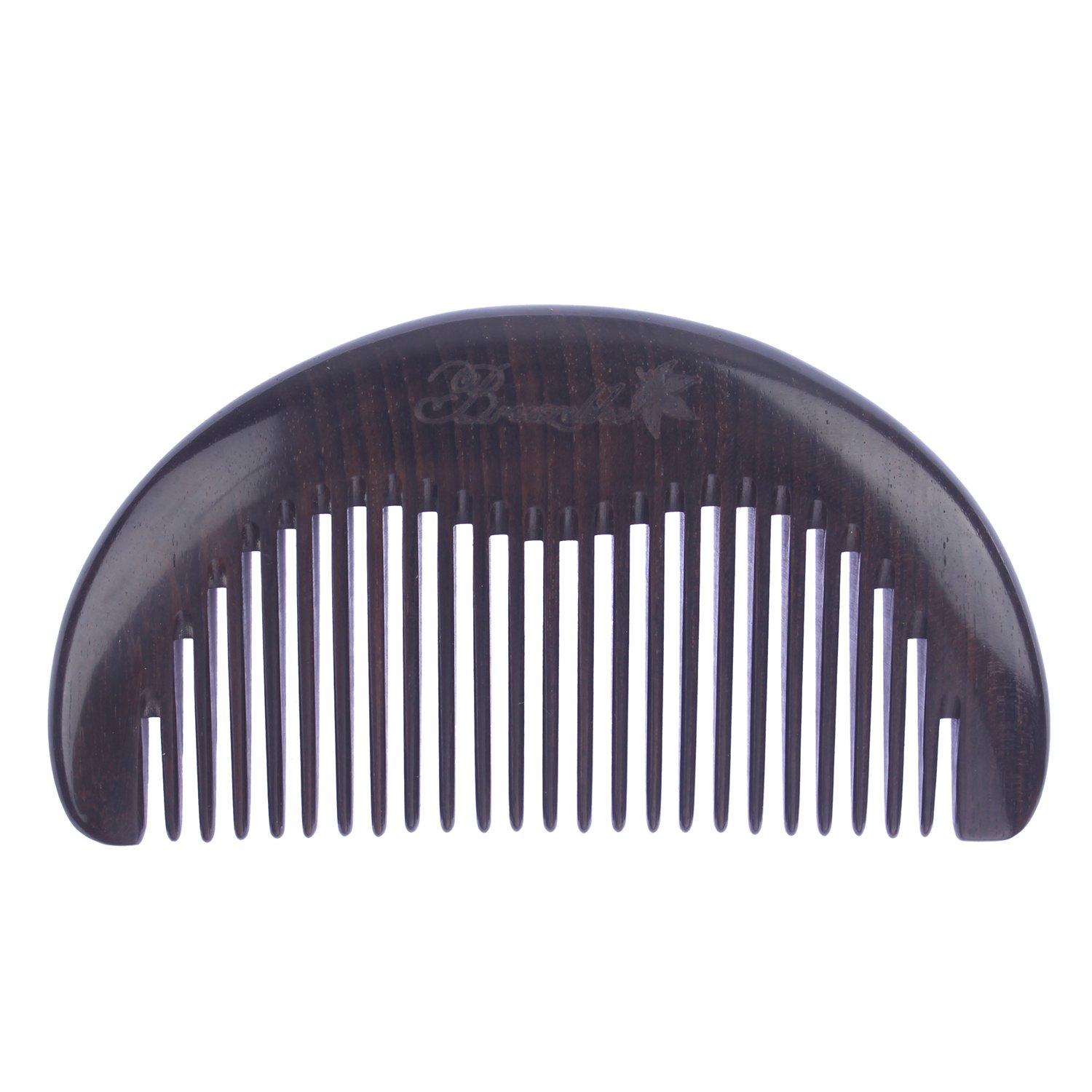 BreezelikeNo Static Small Half Round Ebony Wood (Black Sandalwood) Pocket Comb