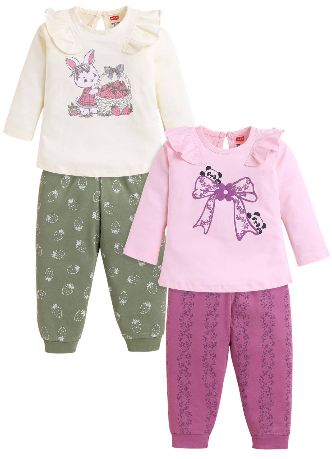 luvlap Baby Girls Regular Fit 100% Cotton Half Sleeves Girls Top CoSet Pack of 2-picture-40