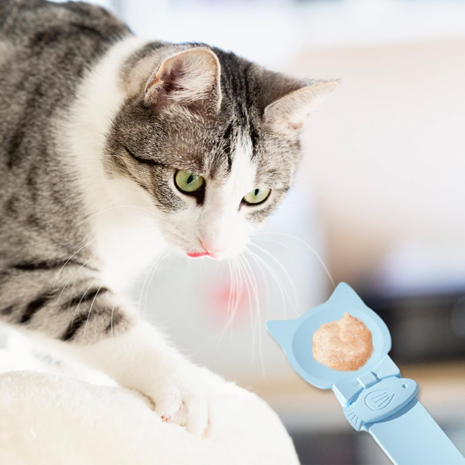 Distributeur de friandises pour chat – Cuillère multifonction Happy Spoon pour friandises à lécher, alimentation pour animaux de compagnie pour presser la purée et les collations liquides