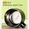 1300 ml Ramen Bowl Made of Stainless Steel with Lid Portable Delicious Instant Pasta Bowl with Folding Sticks and Chopsticks Microwave Safe