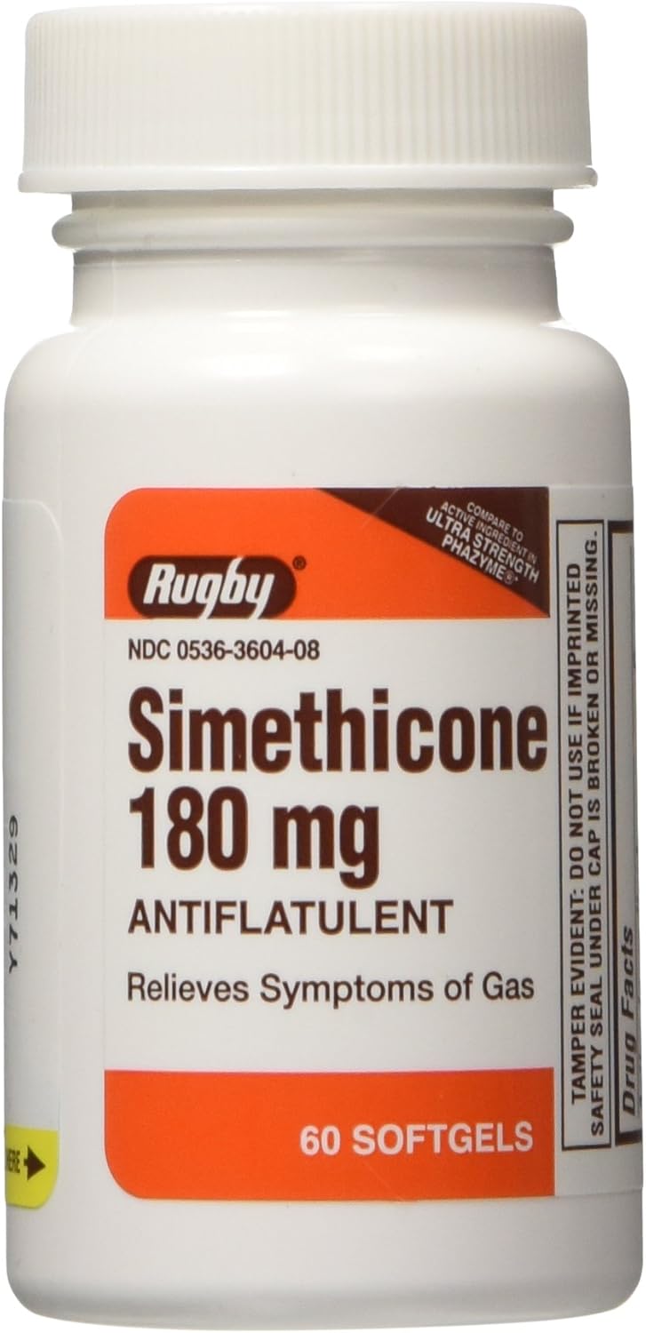 Rugby Simethicone 180mg Softgels Anti-Gas, 60 Softgels, (2 Pack) : Health & Household
