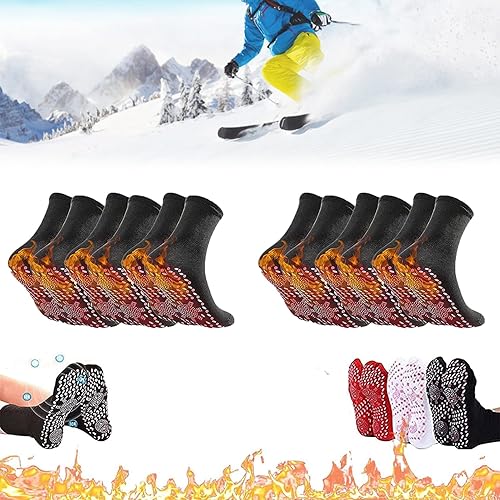 AFIZ - Calcetines para la salud adelgazantes de turmalina de 6 pares de calcetines para la salud de turmalina 2023 calcetines autocalentables