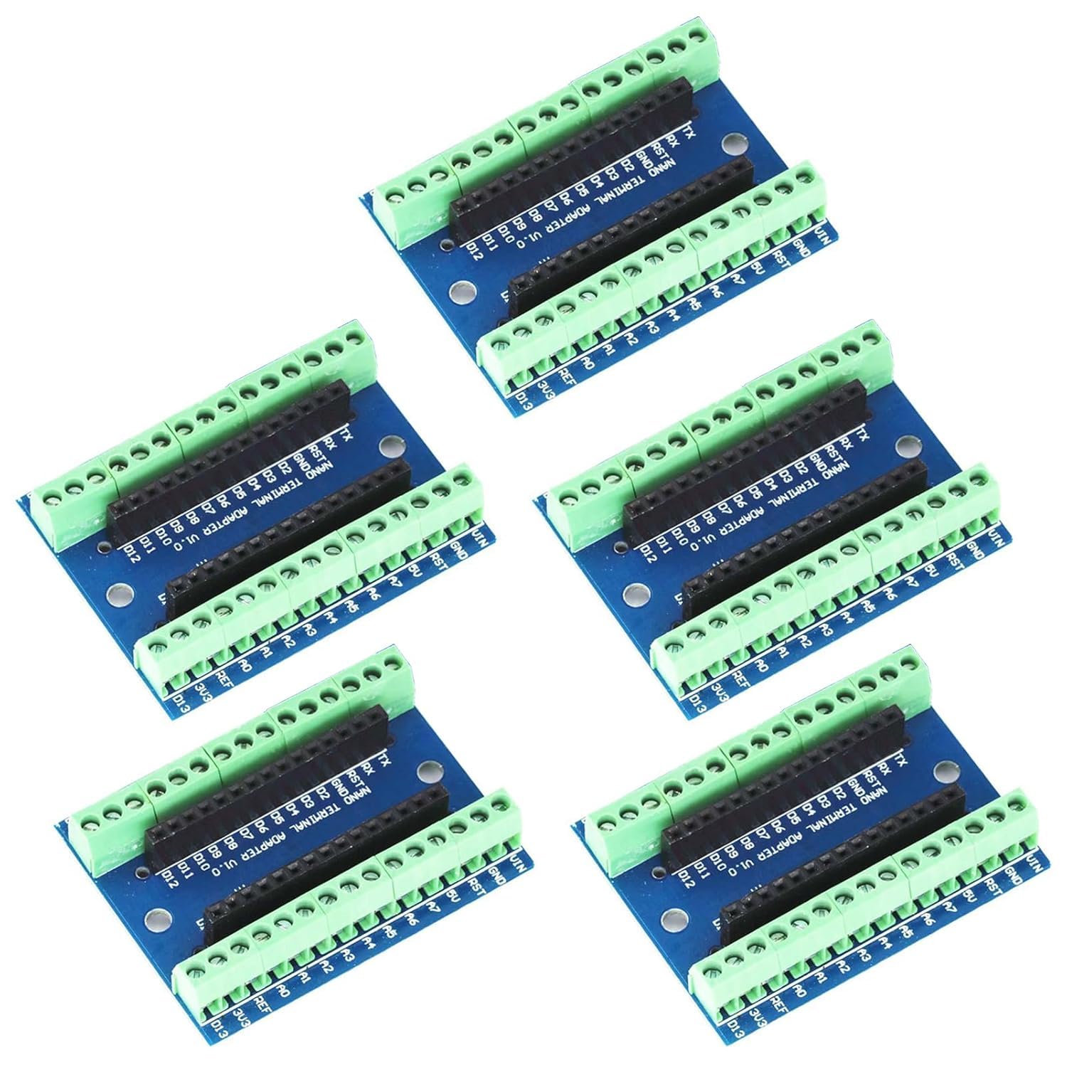GERUI 5 pezzi Nano V3-GERUI Board Terminal Adapter Board,Nano Modul,Nano IO V1.O Expansion Board,Semplice scheda di espansione con morsetti a vite