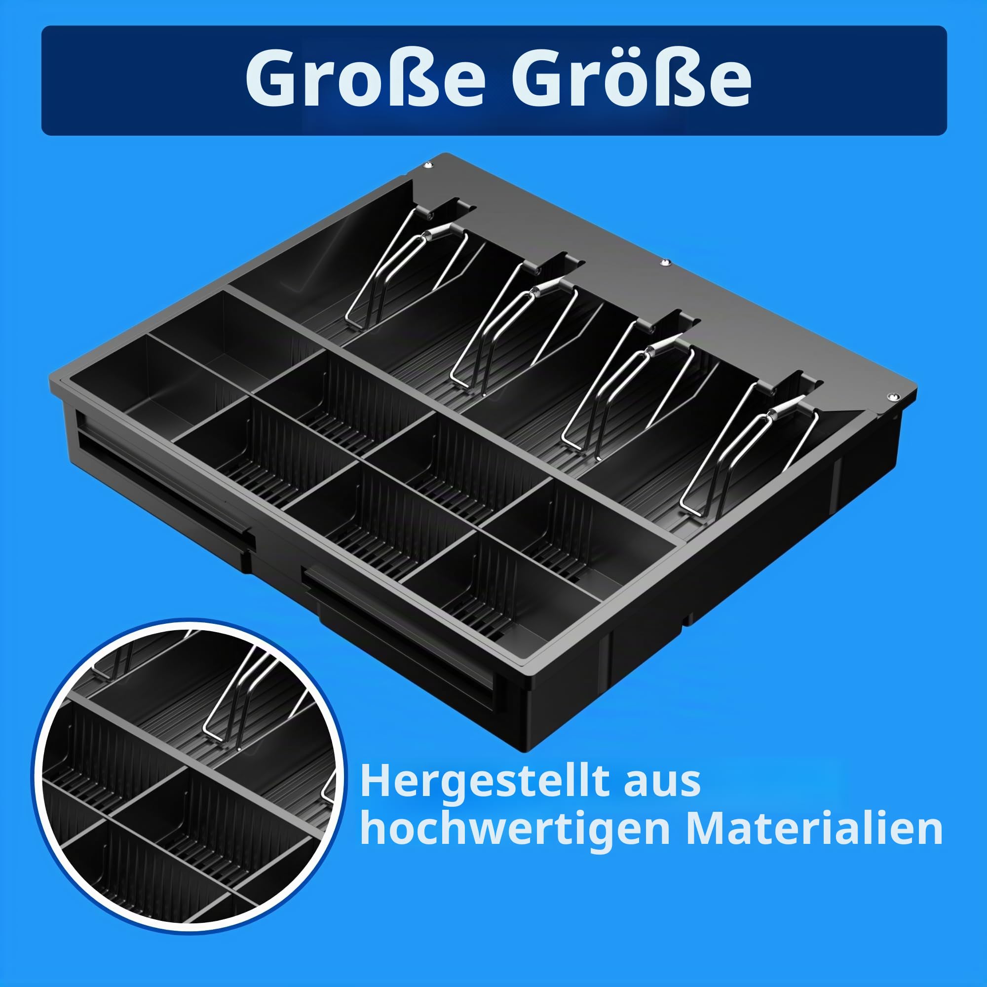 Einsatz Kassenschublade 4 Geldscheinfächern 8 Münzfächern Euro 36x32x6 cm
