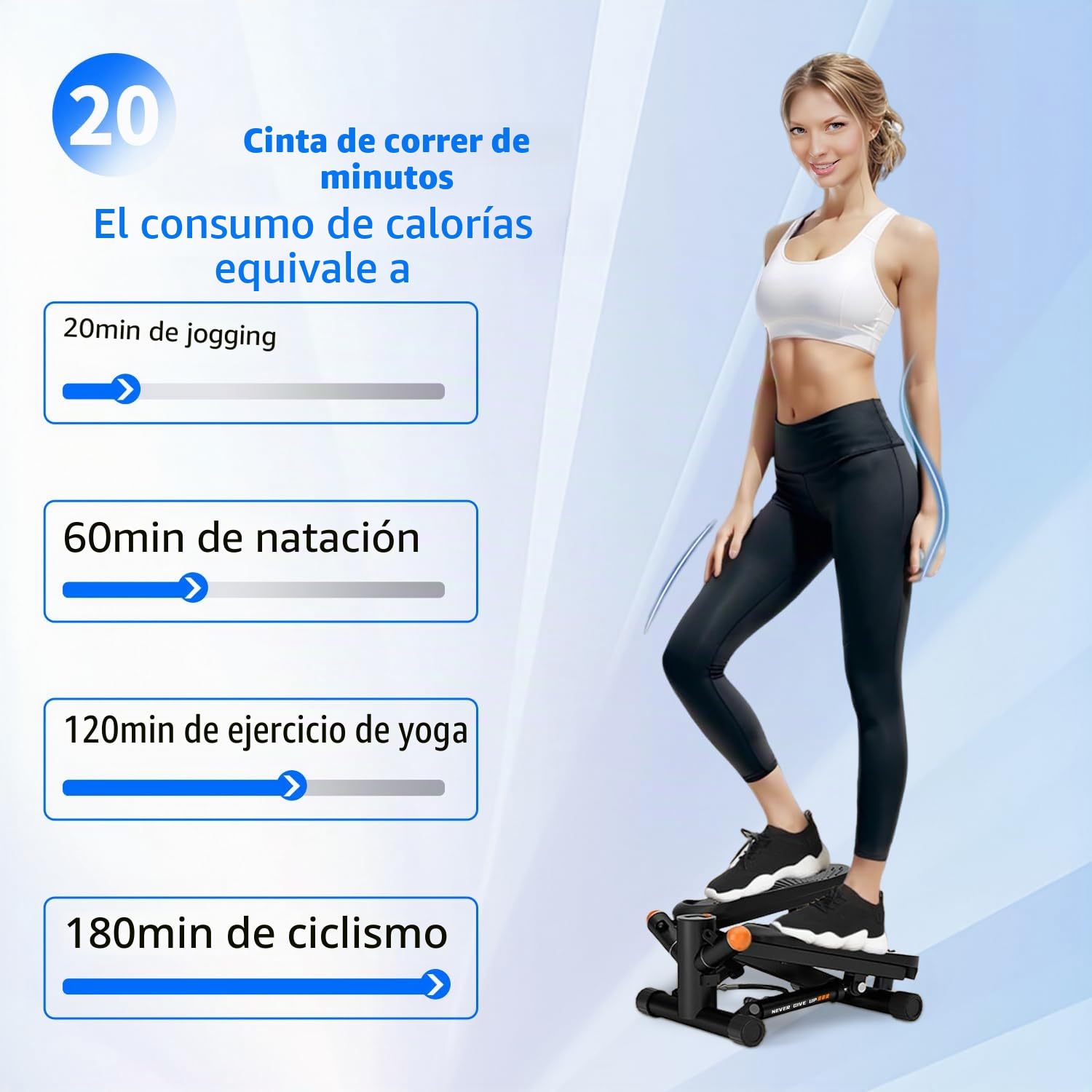 Stepper para el hogar Mini Stepper, Resistencia Ajustable Stepper con Smart Display, Stairmaster, Home Trainer Stepper 150 kg