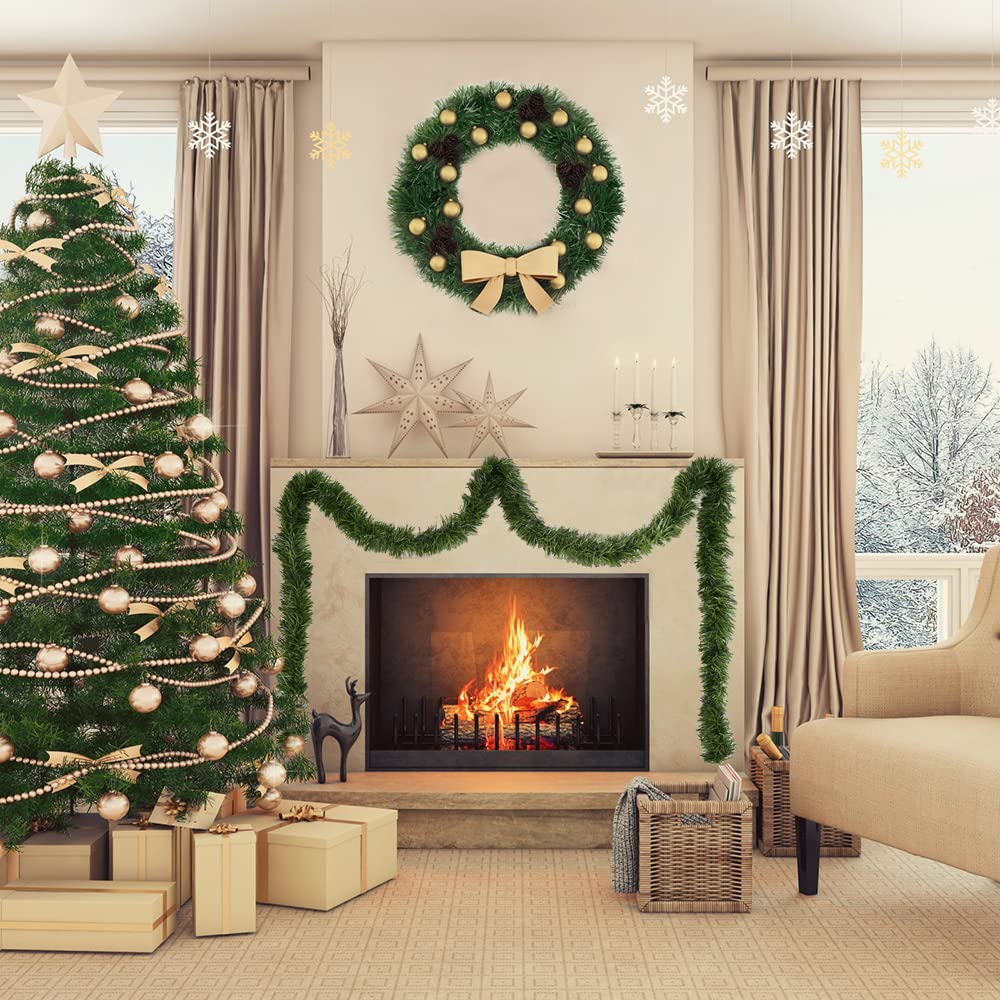 XIMISHOP Guirnalda de Navidad de 50 pies para Decoraciones, Guirnalda de Pino Artificial de Vino Suave para decoración del hogar, jardín, Interior y Exterior