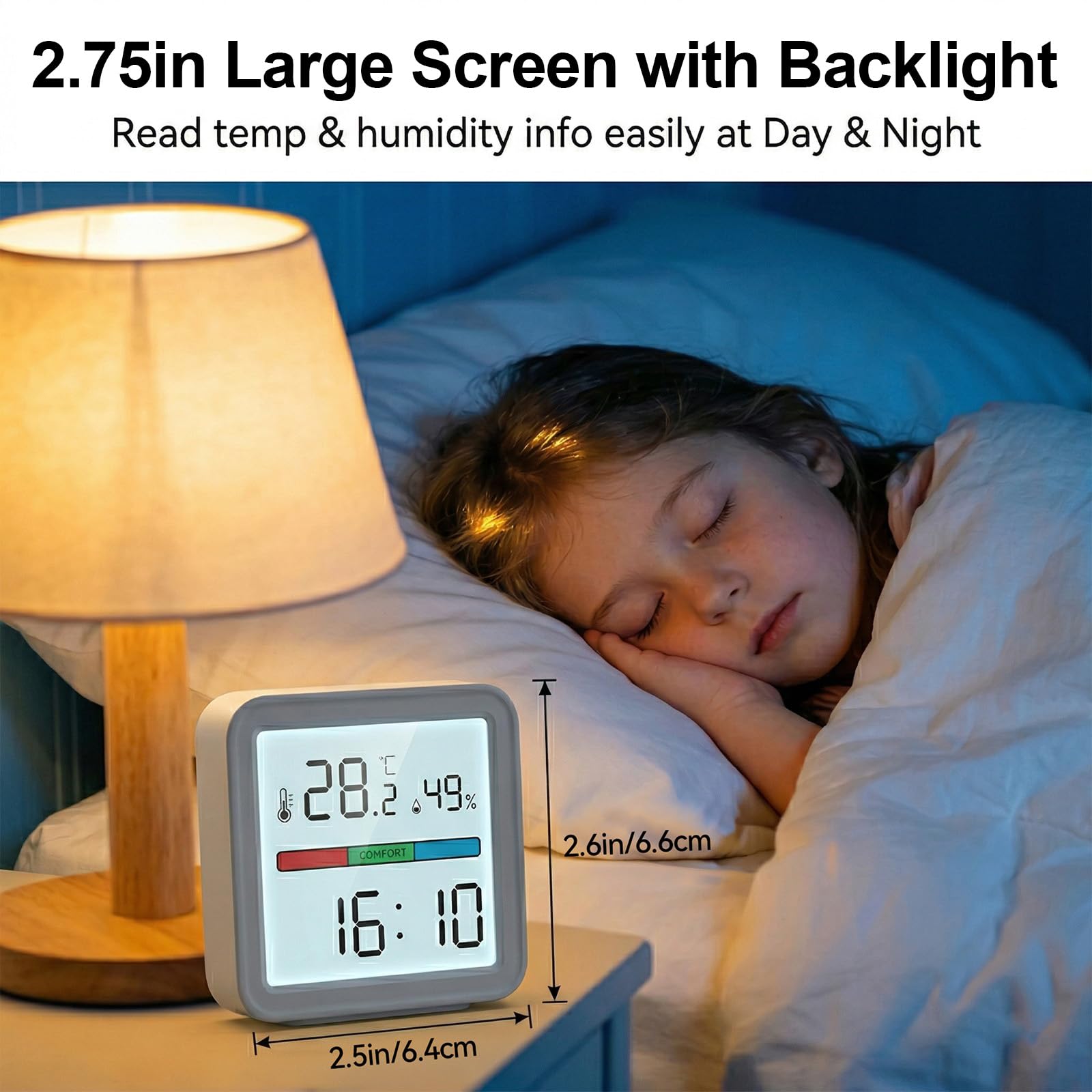 Termómetro & Higrómetro WiFi Inteligente – Sensor de Temperatura y Humedad con Alertas en App, Compatible con Alexa, Pantalla LED Retroiluminada – Monitor de Interior para Hogar y Invernadero