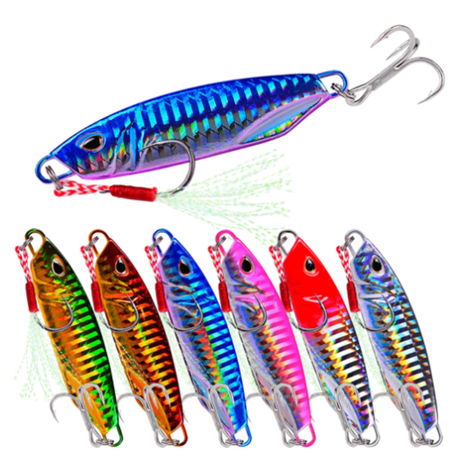 Leurres de pêche, 6 leurres métalliques (10 g, 15 g, 20 g, 30 g, 40 g, 50 g), appâts durs pour la pêche sur Glace, leurres coulants, jigs de mer, matériel de pêche