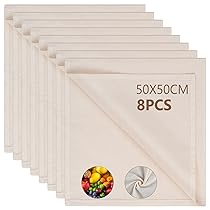 AiQInu Garza Alimentare,Filtrante per Alimenti 50 × 50 cm Panno per Formaggio, Tessuto Filtrante,Riutilizzabili,Cotone Naturale, per Formaggio, Succhi di Frutta, Tofu, Caffè, ecc