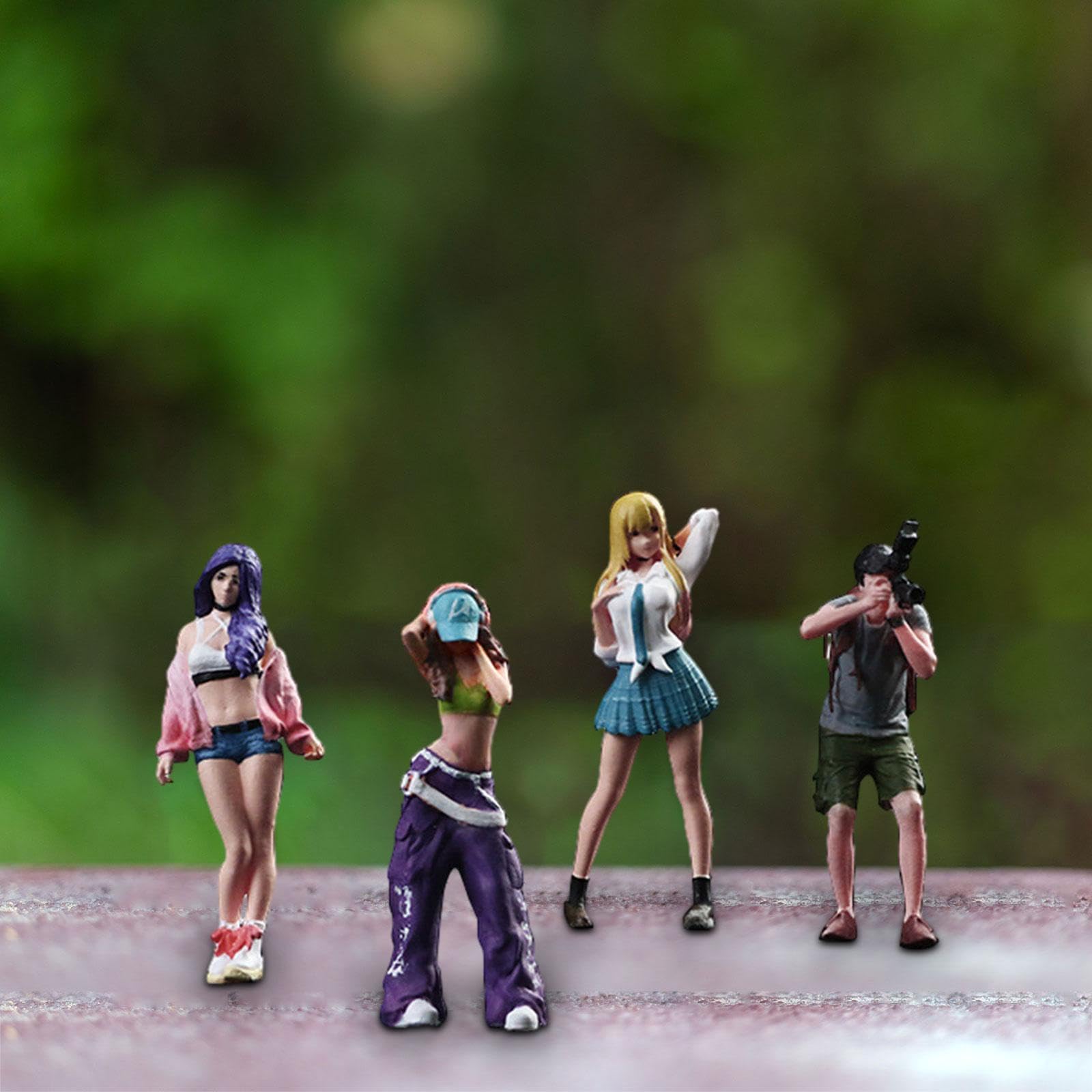 Amazon.co.jp: 4個 1/64スケール 女の子 フィギュア 女性 キャラクター