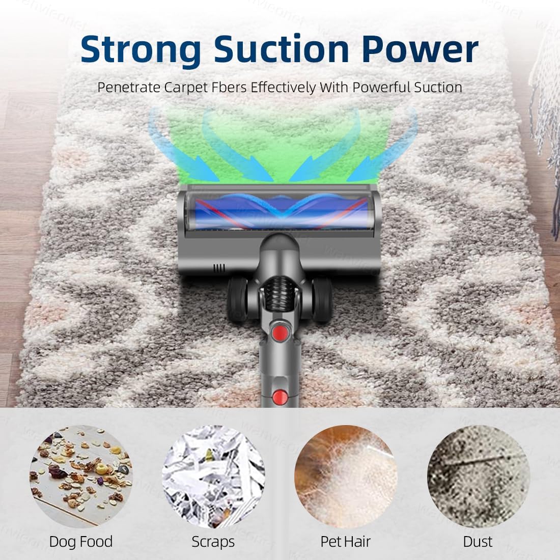 Bürste für Dyson V12 Detect Slim V10 Digital Slim Staubsauger, Zubehör Bodenbürste mit LED-Leuchten, Ersatzteile Ersatzbürste mit Direktantrieb, Aufsatz mit Schnellspanner für Hartboden und Teppiche