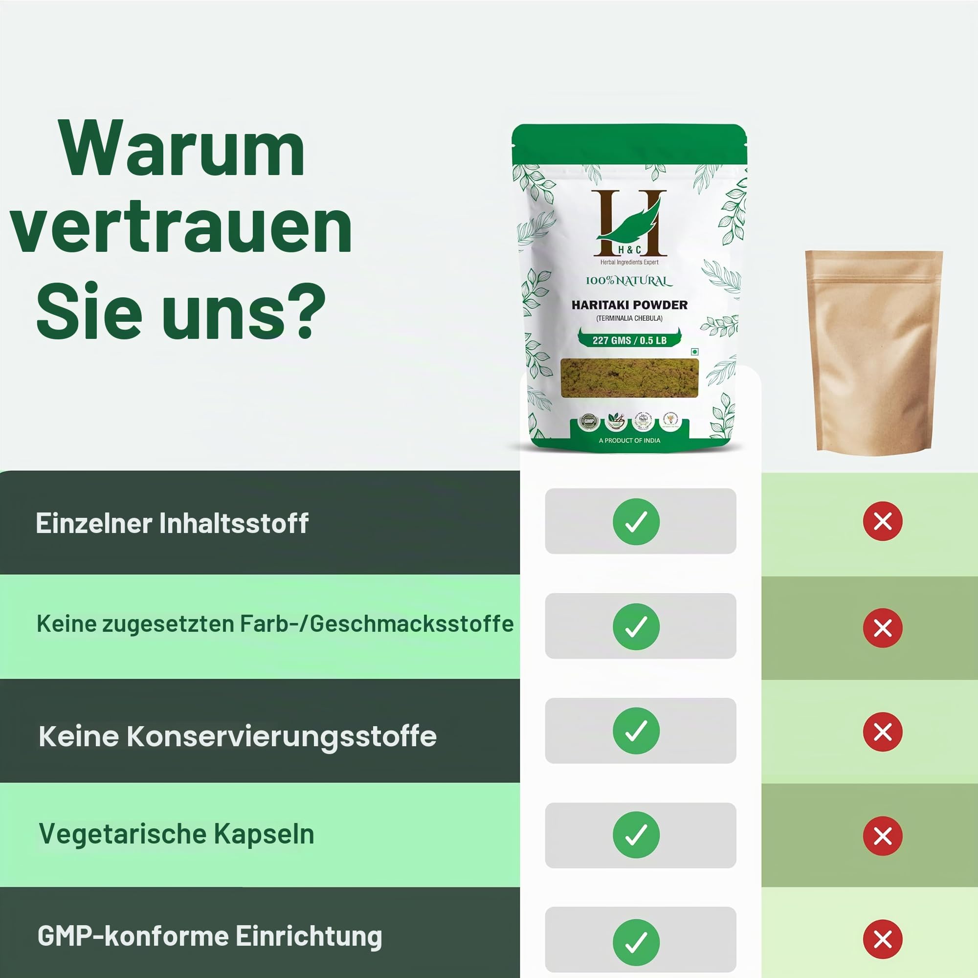H&C Natürliches Haritaki-Pulver (Terminalia Chebula) – 227 g | für gute Verdauung