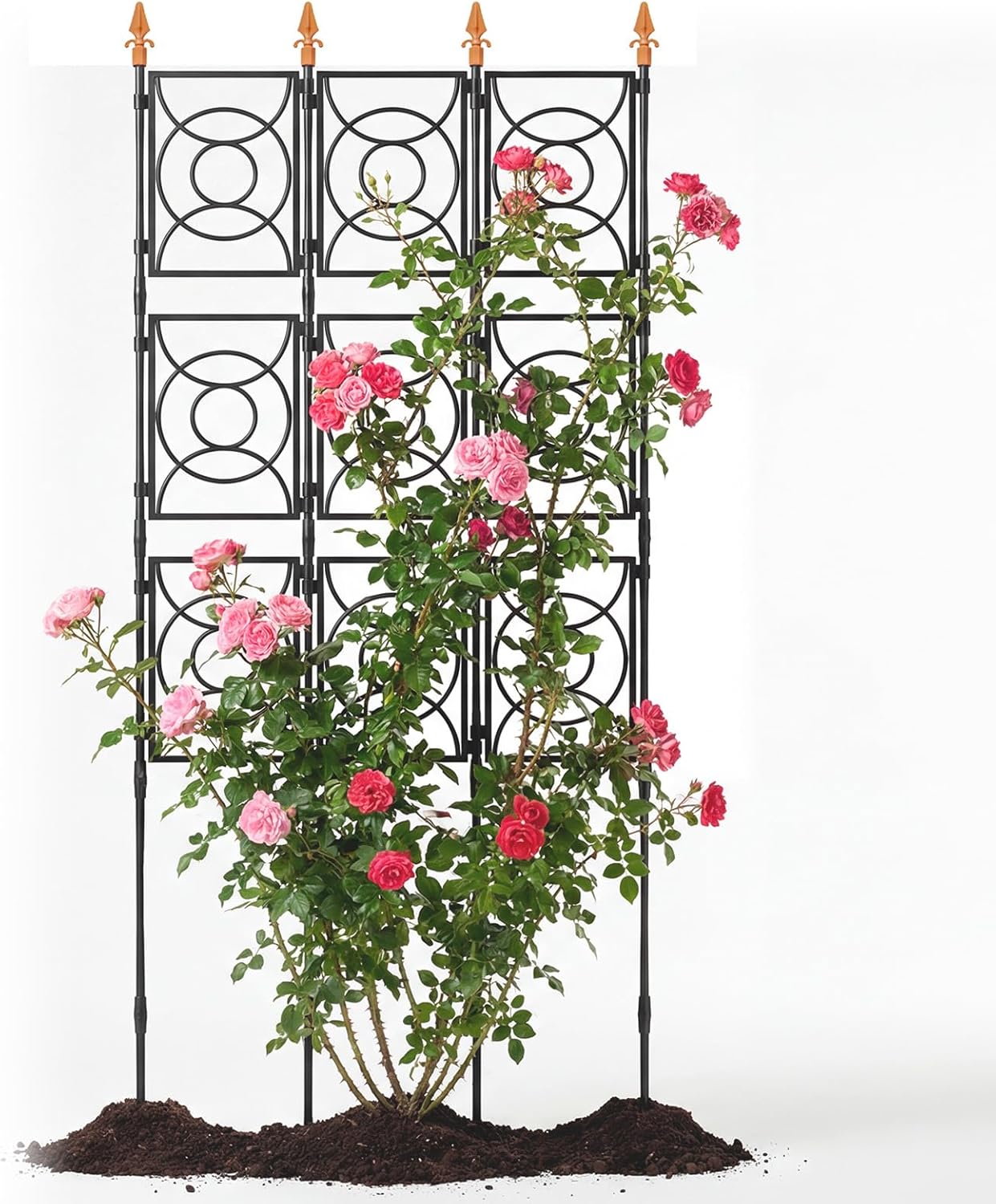 Trellis for Climbing Plants Outdoor, 24 Rifny Tall Garden Trellis Flower Rose Cucumber Trellis for Vines Pea Support, Wall Large Plant Trellis Fence with Plastic Coated Metal Poles, 2 x 6.2 FT