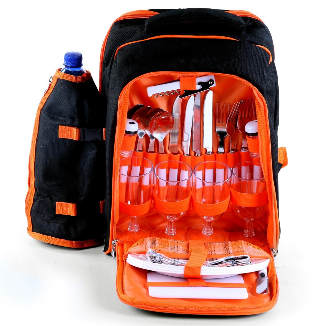 FUXTEC Mochila de Picnic Incluye Platos, Vasos y Cubiertos para 4 Personas. Ideal para Tus Salidas