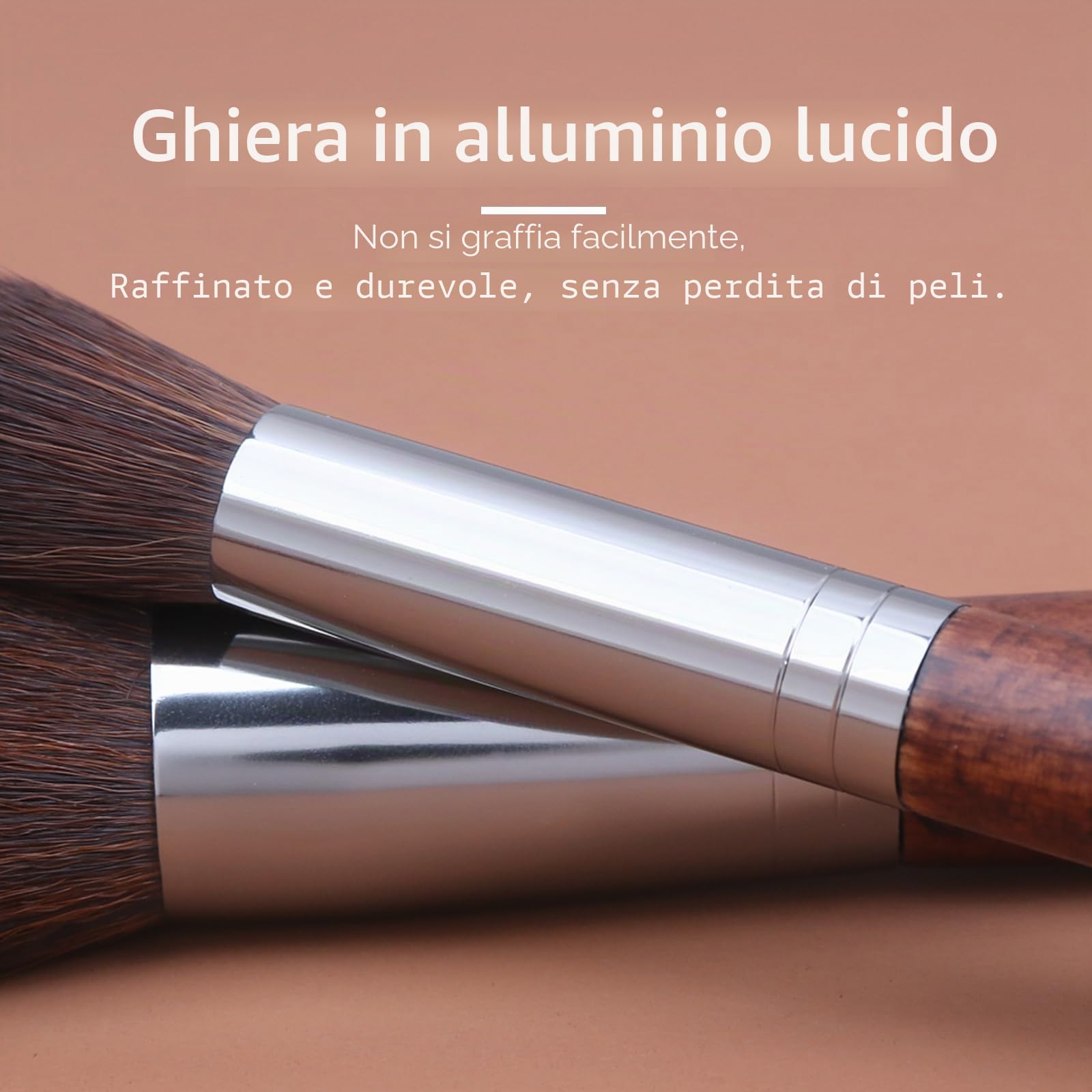 ENZO KEN - Set di pennelli professionali per trucco, con crini di cavallo naturali, con custodia, lussuosi, in legno, pennelli da trucco con setole naturali