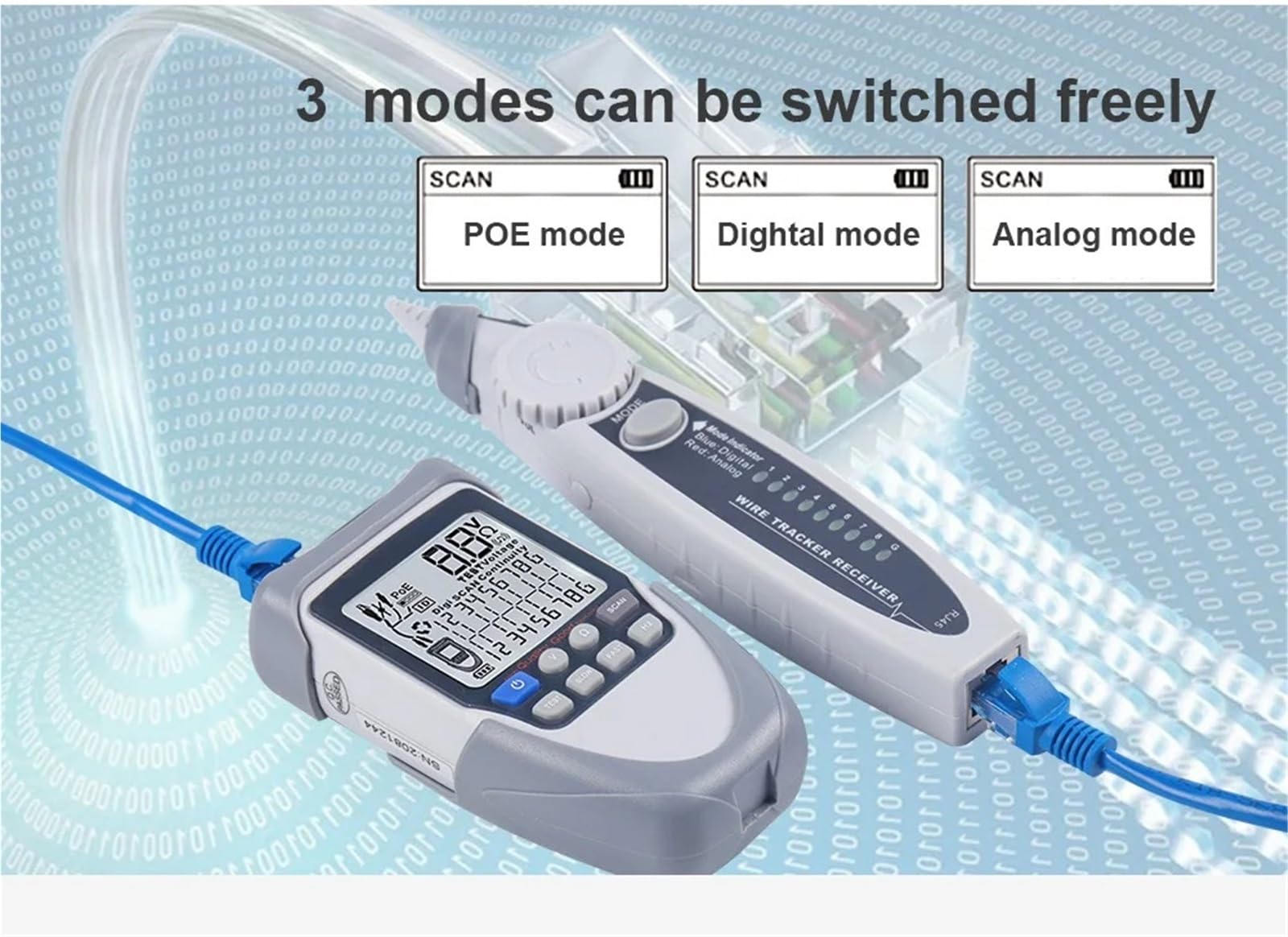 Comprobador de cables red, buscador líneas LAN, prueba PoE, rastreo digitalizados, verificación puntos interrupción Ethernet Pruebas de transmisión(ET612)