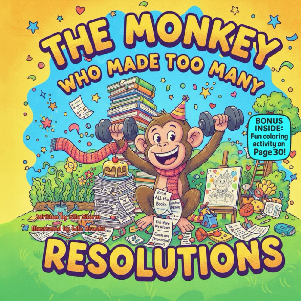 The Monkey Who Made Too Many Resolutions: A Rhyming Picture Book About Focus, Small Goals, and Taking One Step at a Time