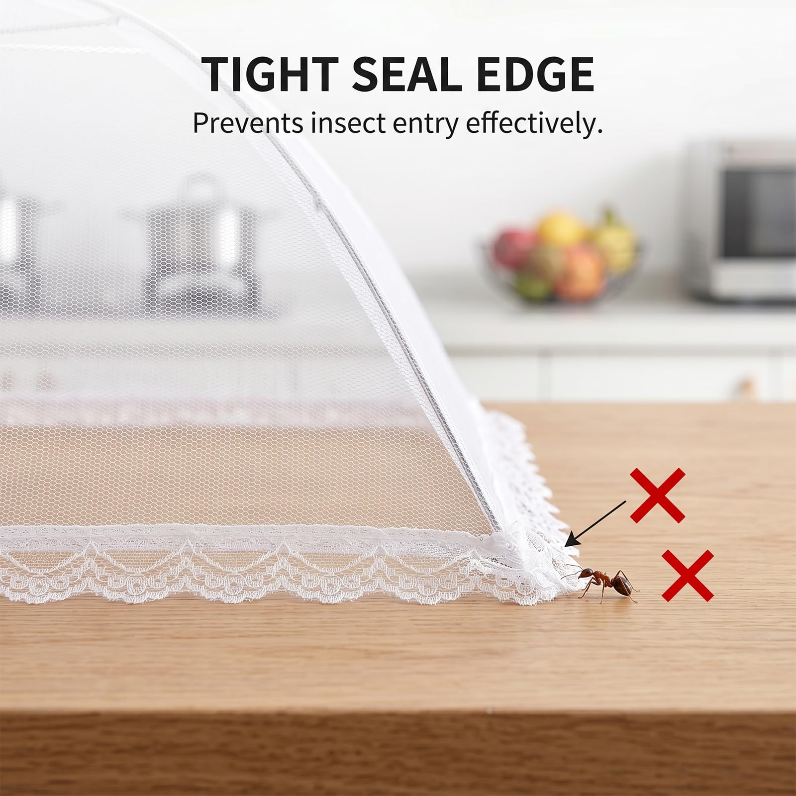 Coprivivande a Rete Pieghevole, 4 Pezzi Anti Insetti Coperture per Alimenti, Coprivivande a Rete Pop Up, Copertura Tende Ombrello Per Il Cibo per Cibo Frutta Picnic, Bianco, 60 cm