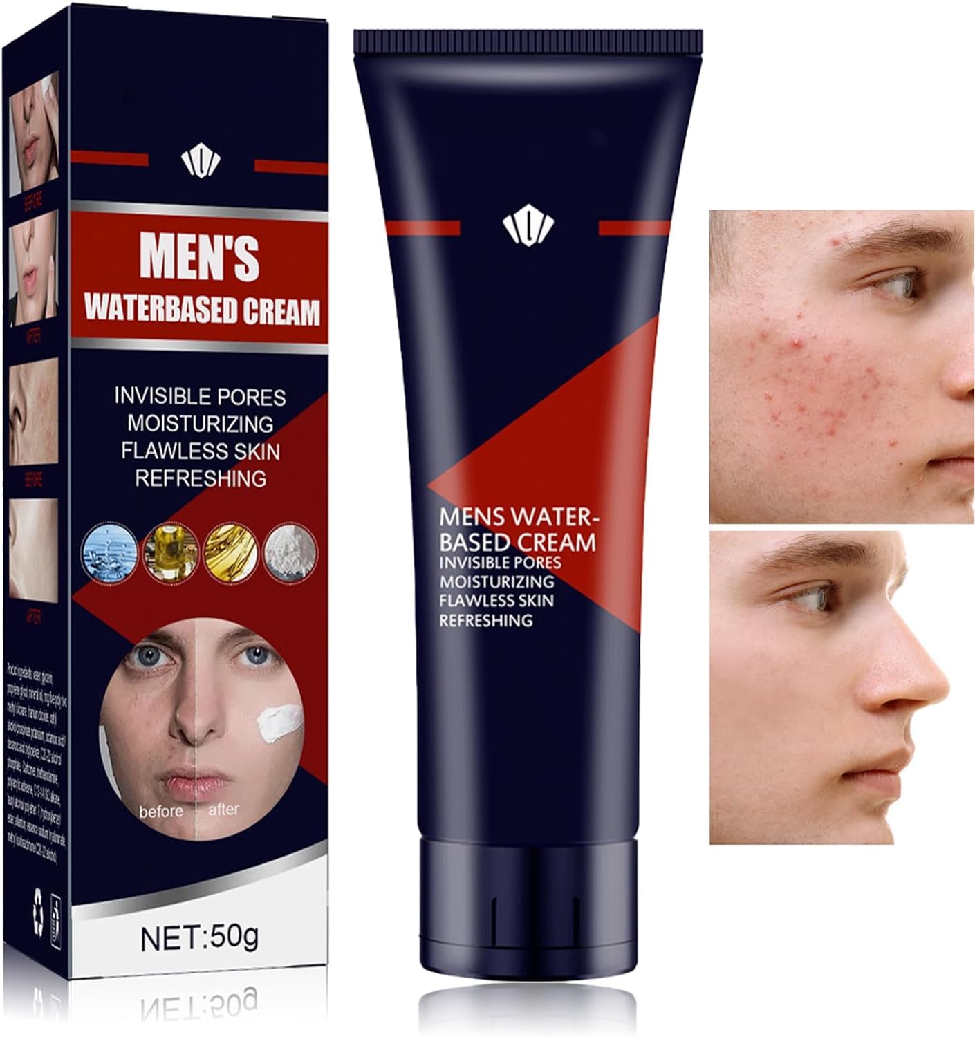 AzoneeMens BB Cream Foundation, Concealer Corrects & Covers Imperfections, Provides Natural Look & Even Skin Tone, Cover Blemishes Color Correction Cream Perfect for Men's Tinted Moisturiser Face