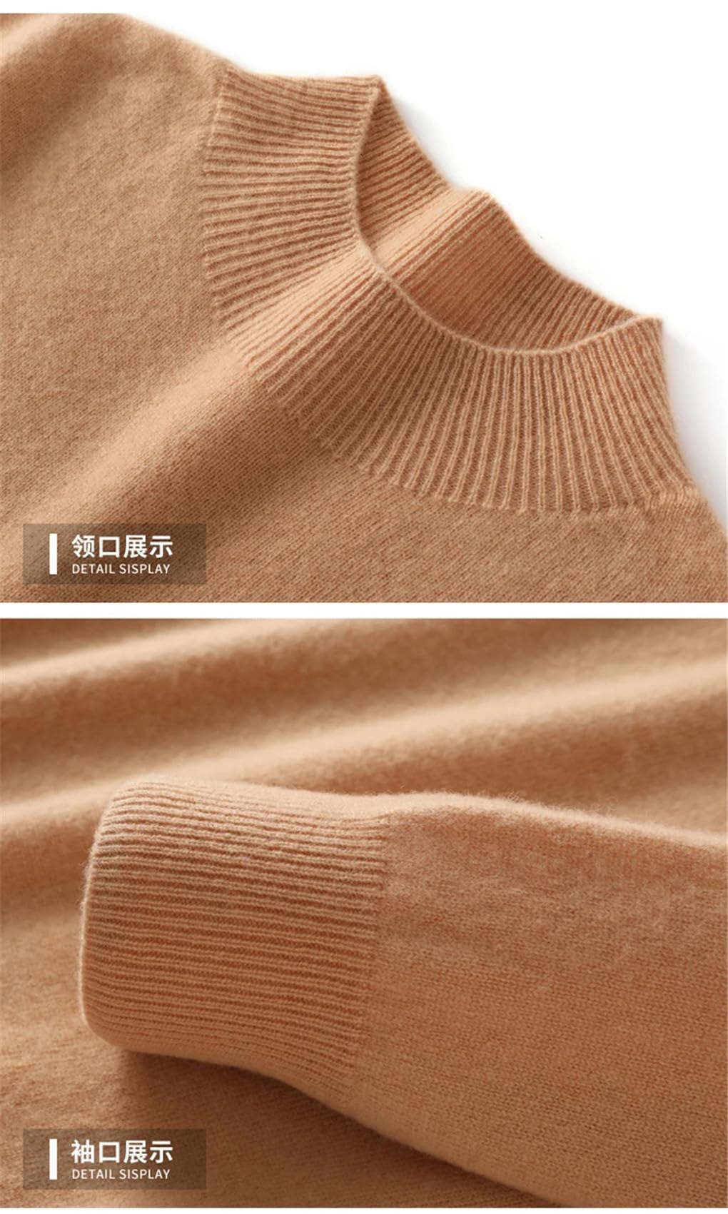 Hamthuit Maglione in Cashmere da Uomo in Lana A Maniche Lunghe con Collo A Lupetto Semplice in Tinta Unita Caldo E Ampio