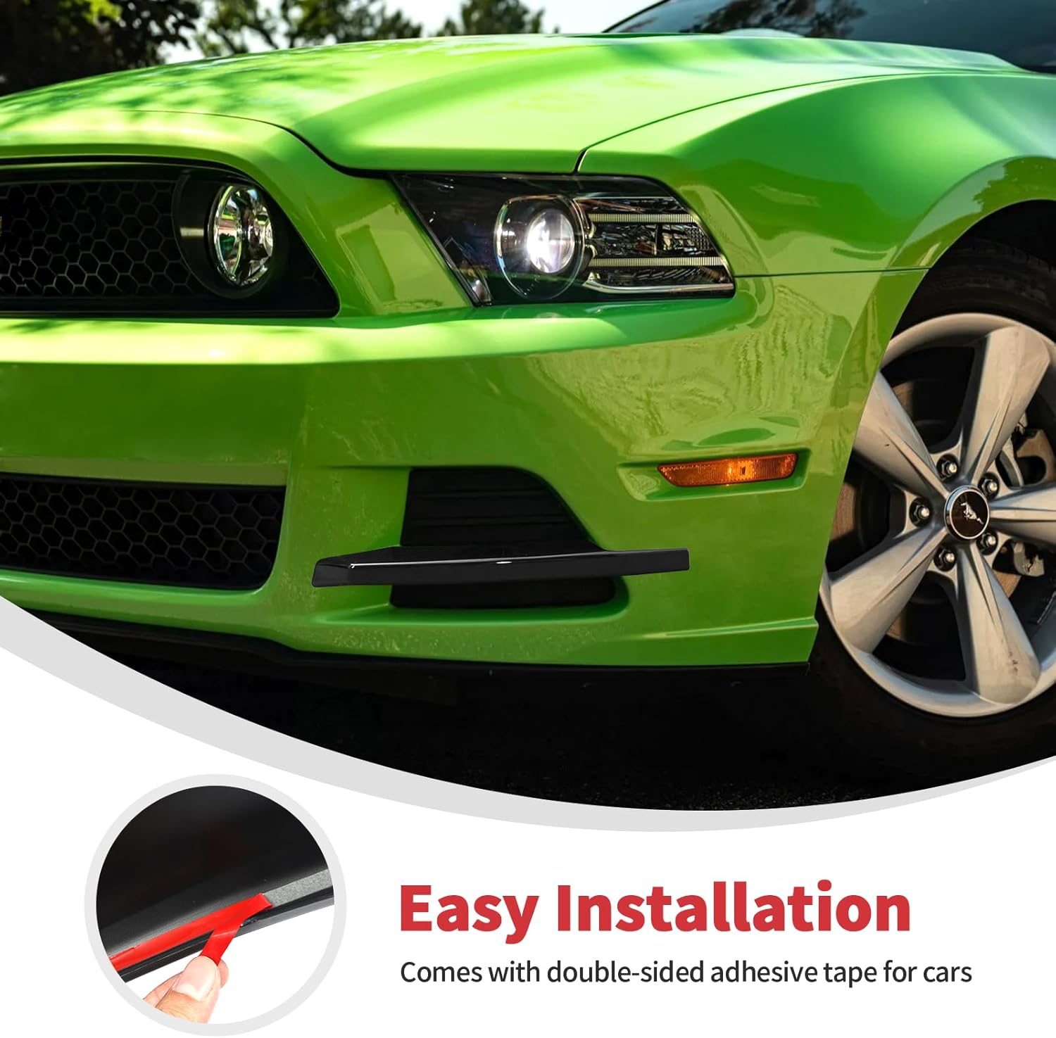 Linskip Front Bumper Lip Splitter Protector Cover Compatible with 2013 2014 Ford Mustang GT/GT Premium/V6/V6 Premium, Gloss Black Vent Spoiler for Mustang Exterior Accessories