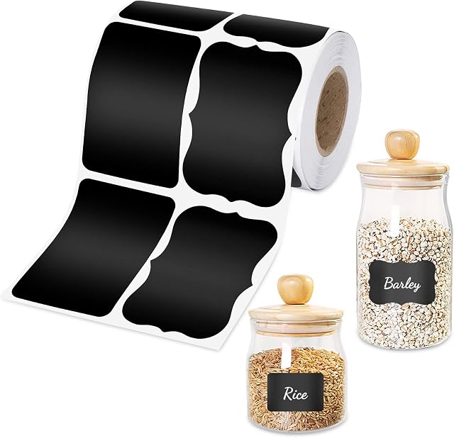 FYY 240 Pcs Chalkboard Label Stickers, Reusable Waterproof Blackboard Label Stickers for Mason Jars, Storage Bins, Parties Decoration, Craft Rooms, Weddings, Organize Your Home & Kitchen