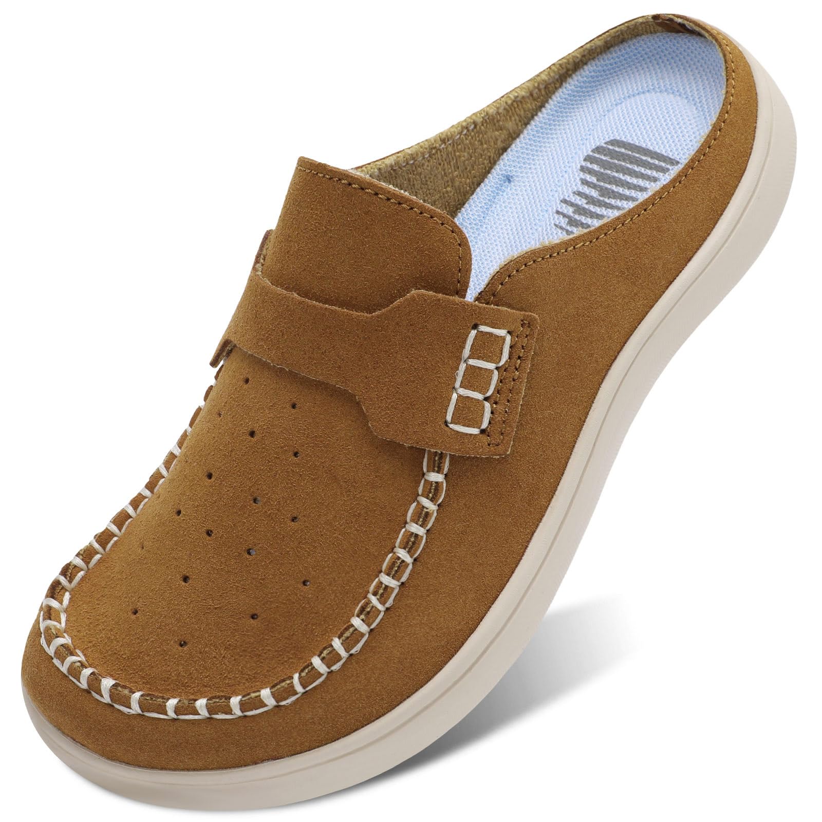 Wide Slip on Shoes for Women Suede Mules Clogs Potato Shoes Barefoot Nurse Work Garden Travel Dress Flat Slippers Casual Indoor Outdoor Slides