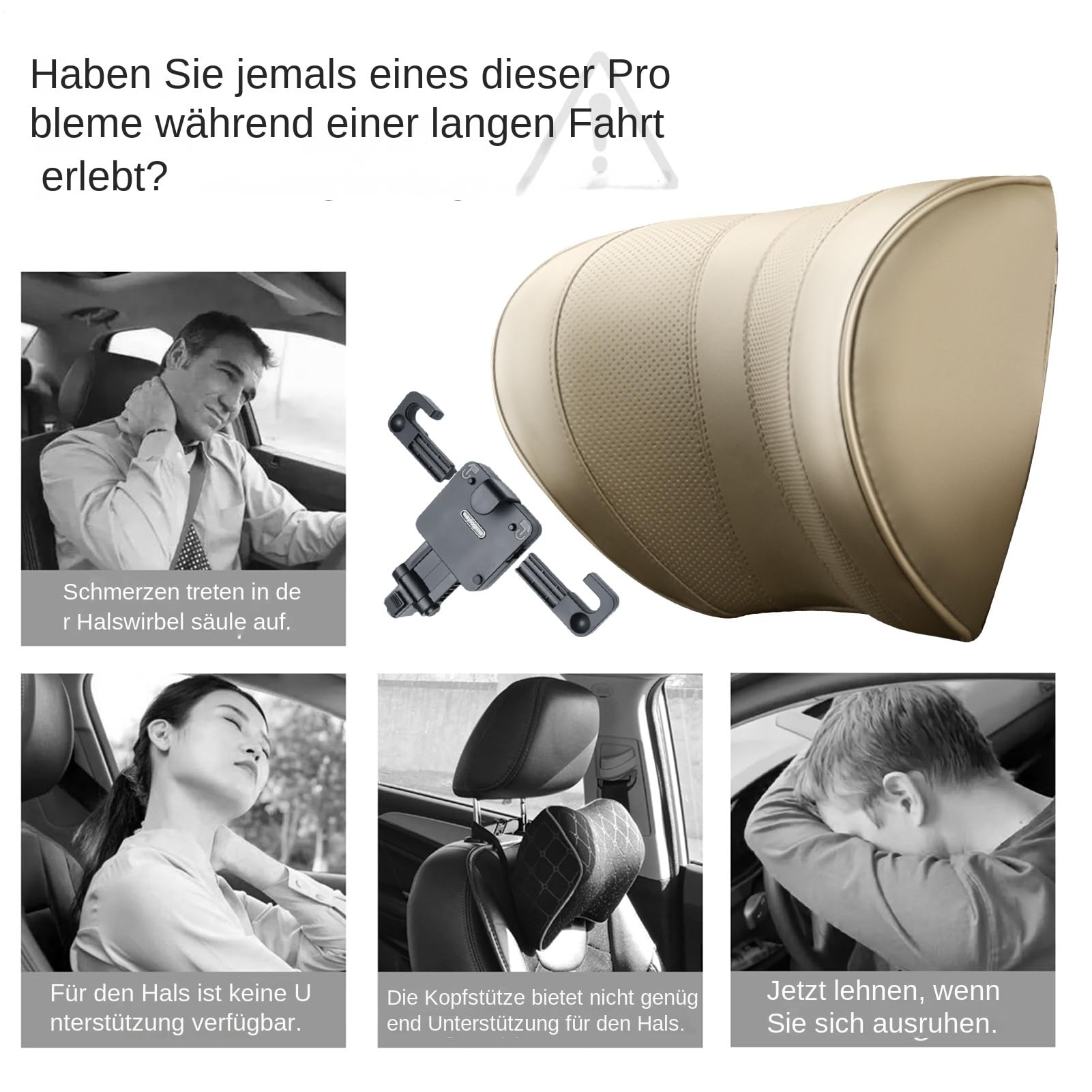 Almohada Cervical para Conducir en Coche, cojín de Viaje Suave, Acolchado