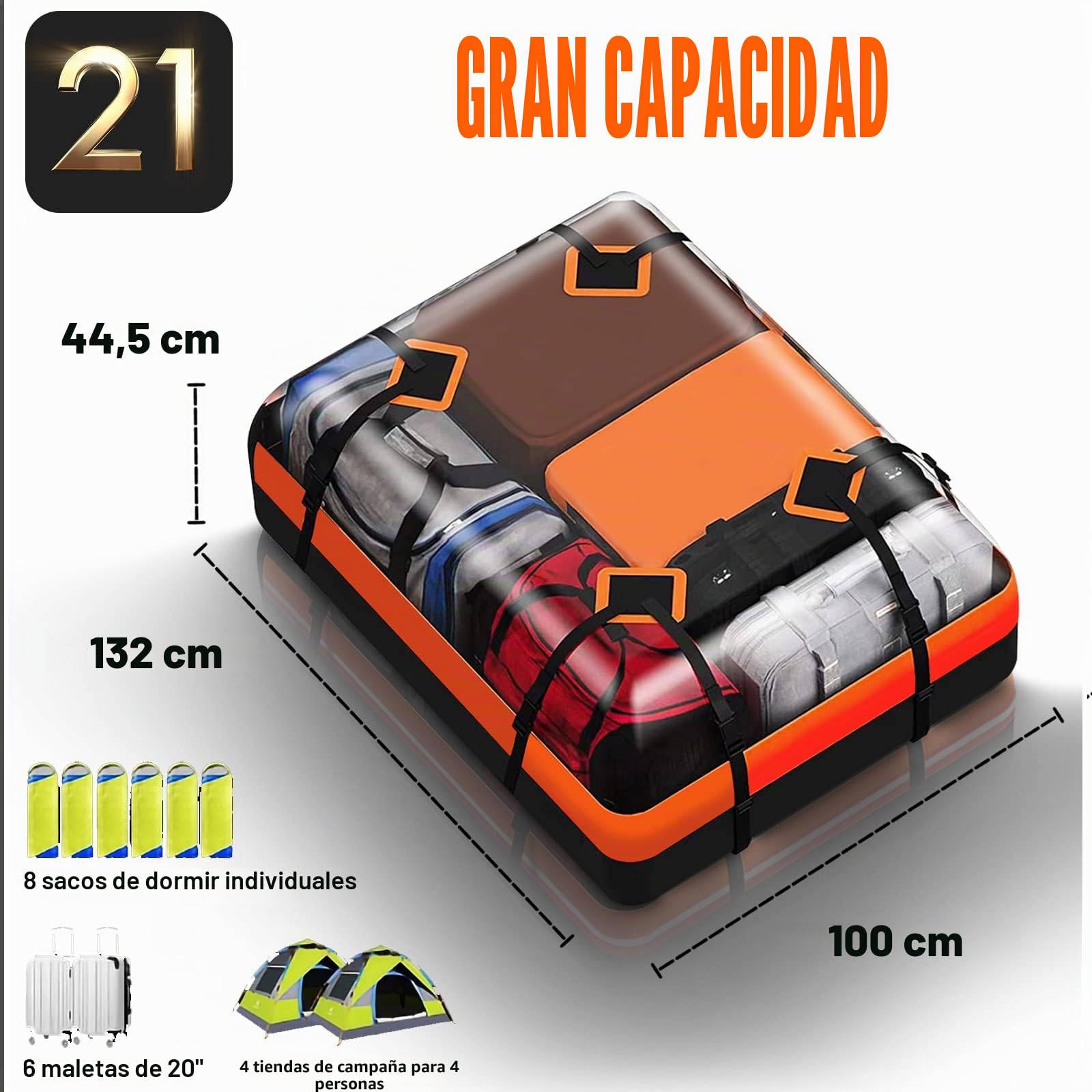 Cofre De Techo para Coche Plegable 585L, Impermeable, Bolsa De Techo 840d, Cofre De Techo Portátil, Caja De Equipaje, para Vehículos con/Sin Portaequipajes, Transporte De Equipaje