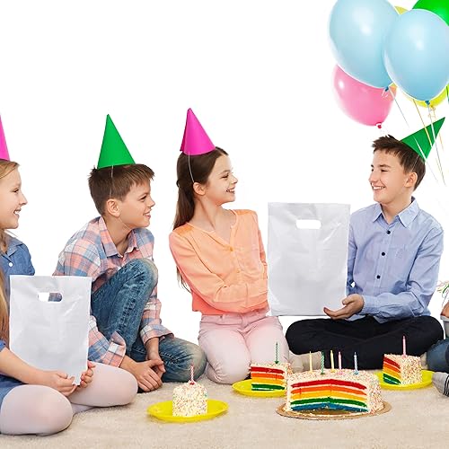 Miniatura 3 de 40 bolsas de regalo de plástico blanco para dulces, bolsas de plástico troqueladas para cumpleaños, baby shower, boda, fiesta