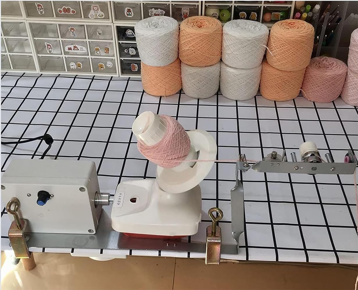 Bobinadora de Bolas de Hilo eléctrico,Velocidad Ajustable,Capacidad máxima 500 g,Combinación de Hilo Multicapa,para Bola de Hilo de Engranaje de Fibra metálica/Lana/Nylon