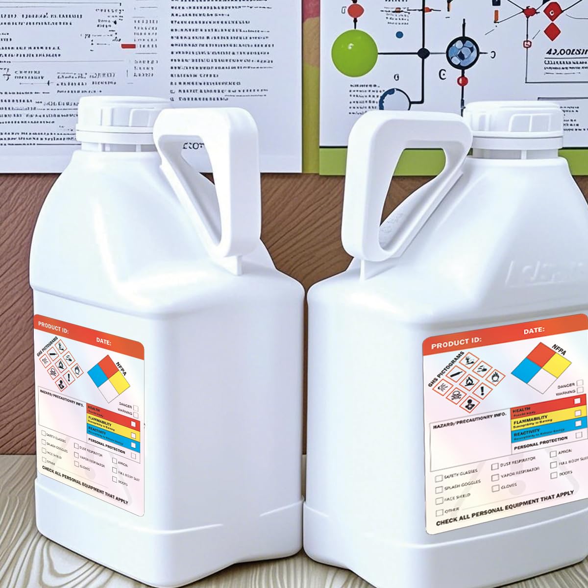 250 calcomanías holográficas HMIS OSHA de datos de seguridad química peligrosa de 4 x 3 pulgadas SDS Etiqueta de identificación de seguridad química MSDS con pictogramas GHS para HMIS y Hazard