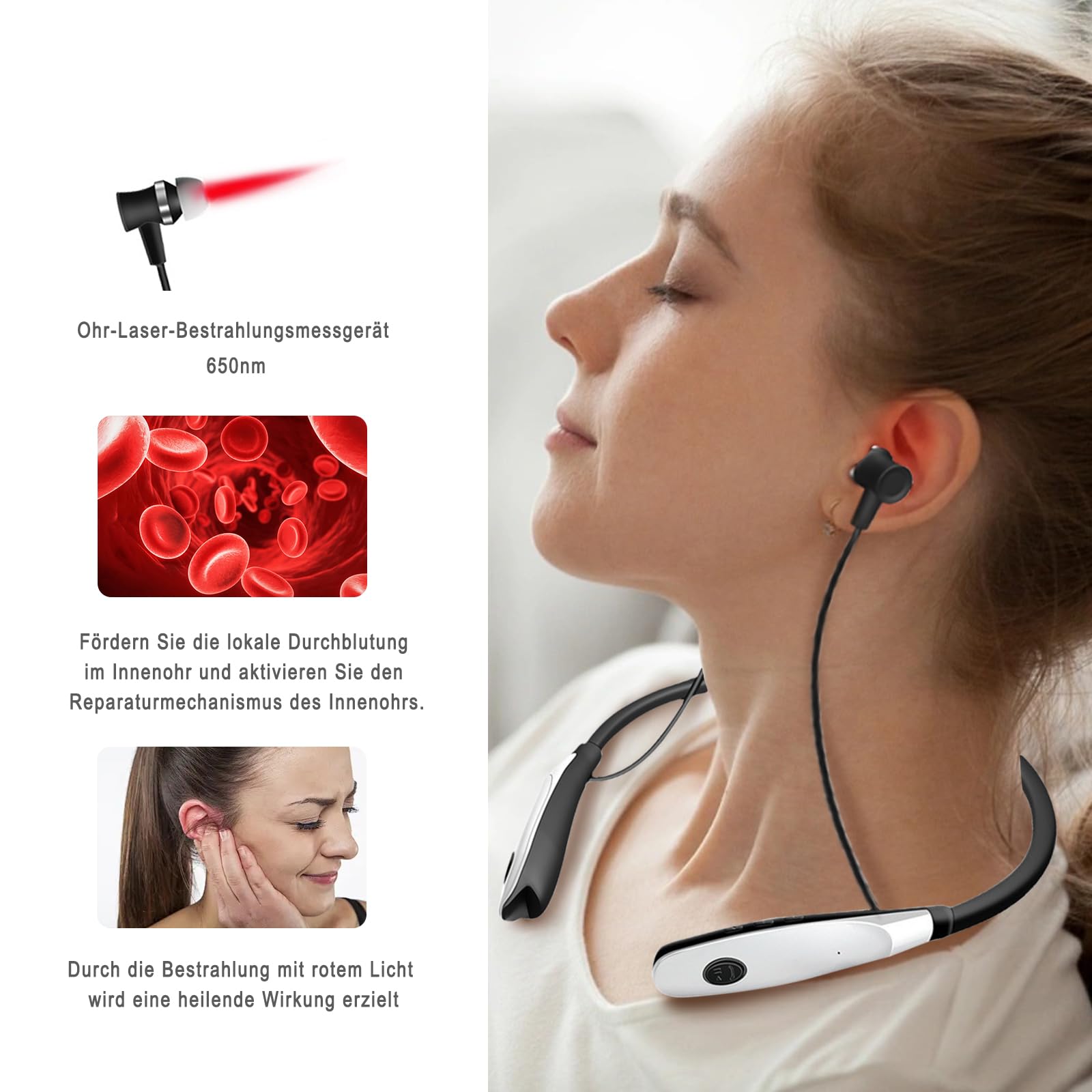 Dispositivo de terapia de luz roja para nariz y oídos, auriculares tinnitus, kit de terapia láser portátil 2 en 1, terapia por infrarrojos, tinnitus Earplugs, alivio del dolor en los oídos, ayuda para