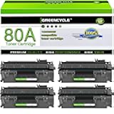 greencycle Compatible Toner Cartridge Replacement for HP 80A CF280A Work with Laser Jet Pro 400 M401 M401a M401d M401n M401dn M401dne MFP M425dn MFP M425dw Printer (Black, 4-Pack)