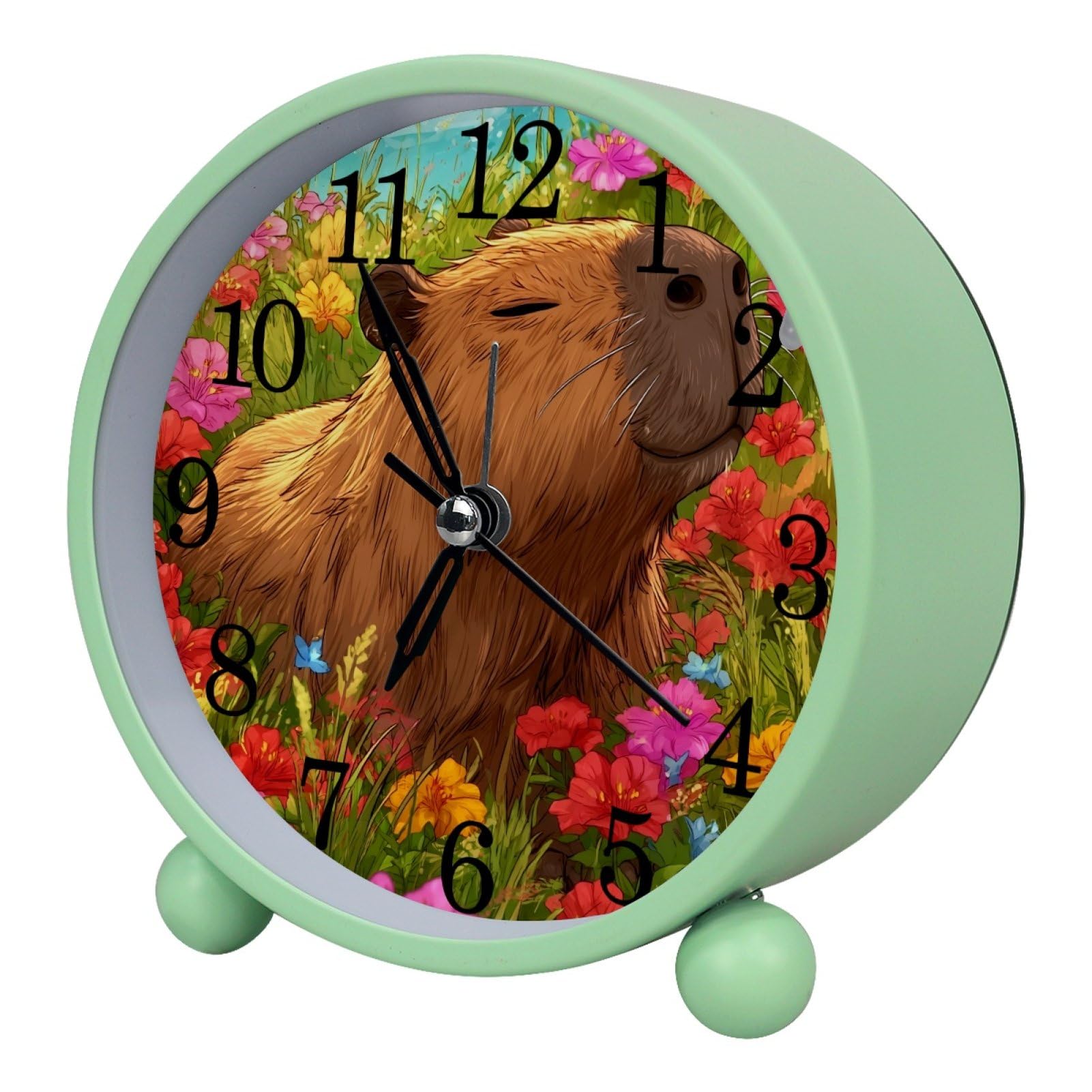etoenbrc Capybara 10.9" Alarm Clock,Small Battery Operated Clock, Slient Plastic Table Clock for Living Room Decor,Bedroom,Office