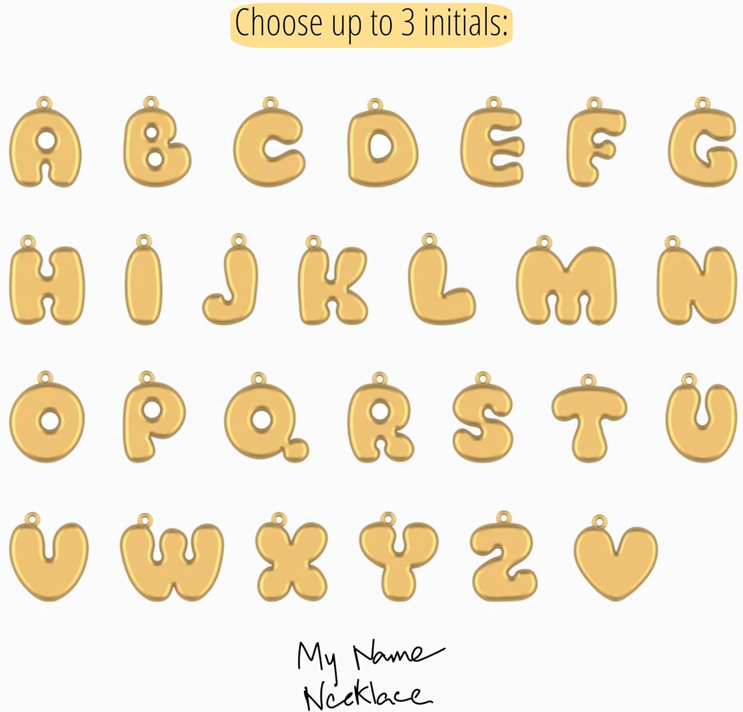 MyNameNecklace Create Your Own Bubble Initial Necklace with Diamond Option - Gold Vermeil
