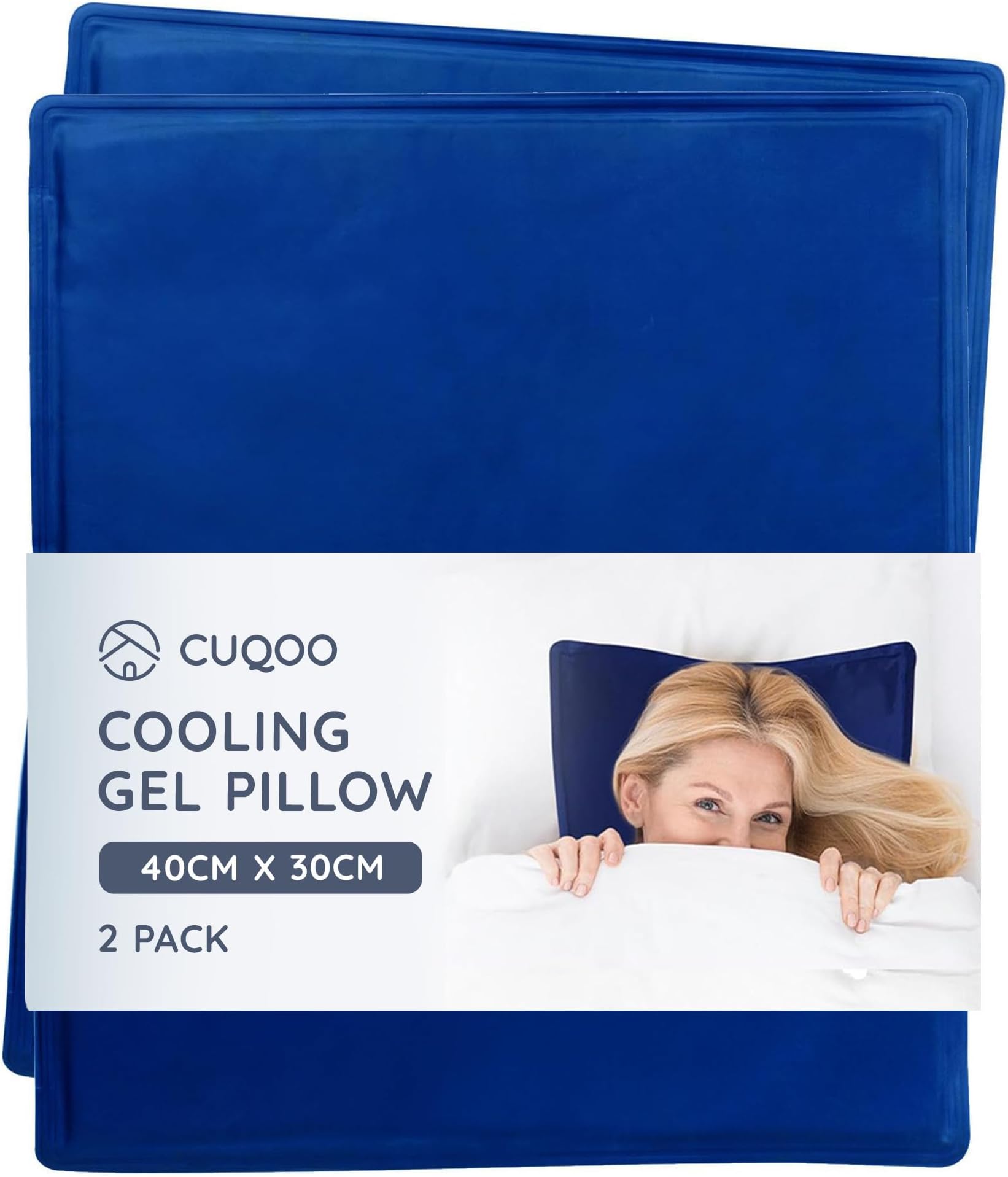 CUQOO Cooling Gel Pillow 2 Pack - Cooling Pillow to Help Increase Sleep Quality - Pillow Cooling Pad Gel Cushion - Cool Pillows for Sleeping Cool Pads for Bed – Jelly Cooling Pillows for Night Sweats