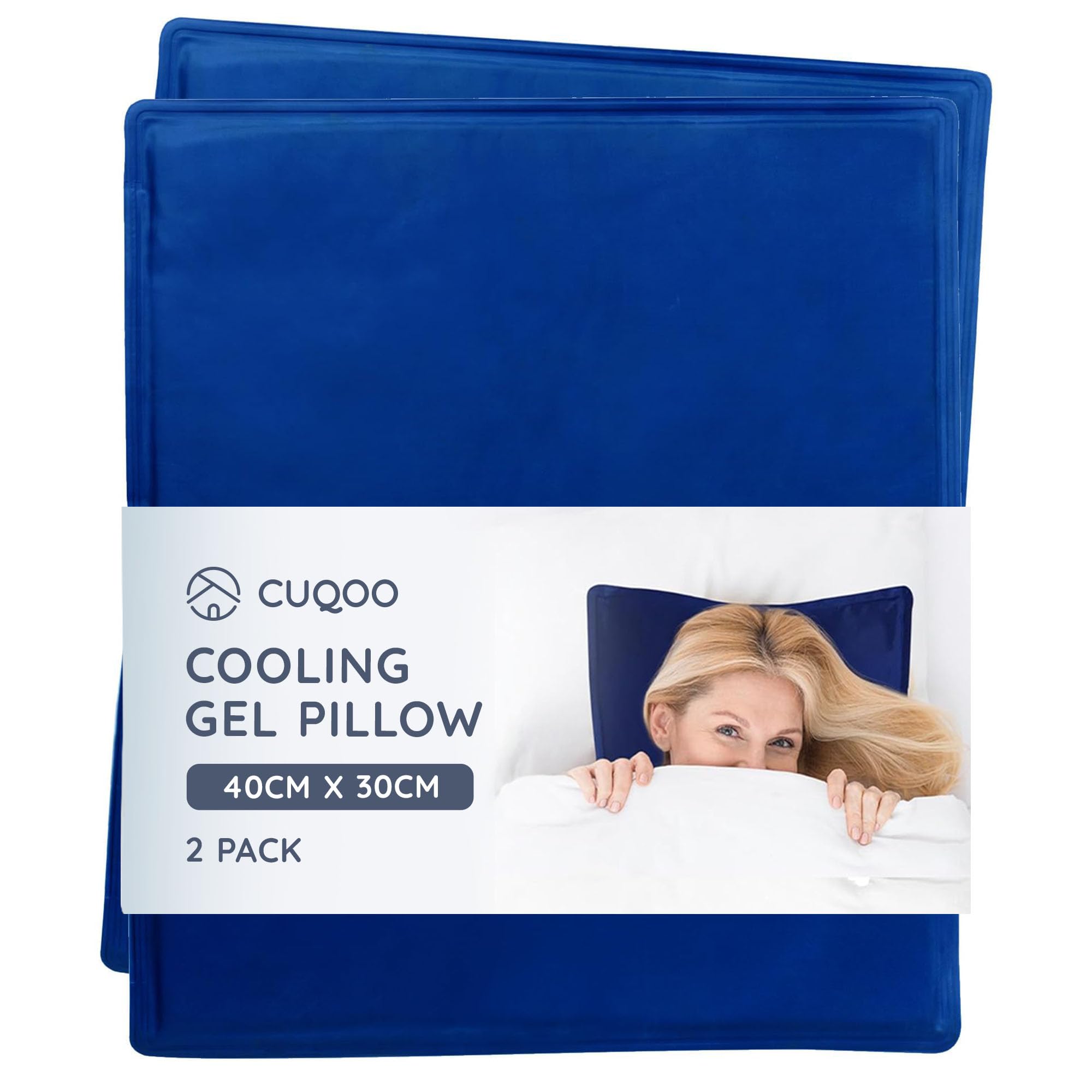 CUQOO Cooling Gel Pillow 2 Pack - Cooling Pillow to Help Increase Sleep Quality - Pillow Cooling Pad Gel Cushion - Cool Pillows for Sleeping Cool Pads for Bed – Jelly Cooling Pillows for Night Sweats