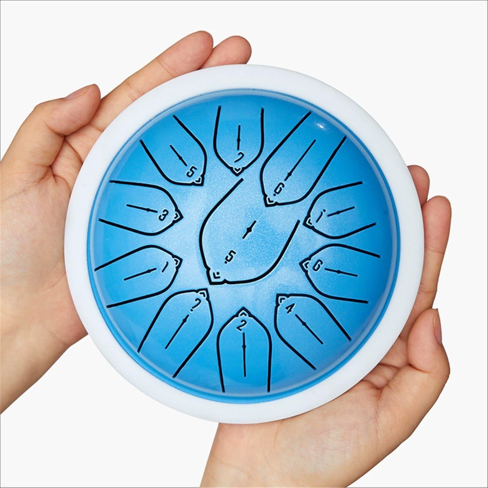Tambor de lengüeta de acero de 15 cm y 11 notas, instrumento de percusión artesanal estilo handpan con baquetas y funda, ideal for meditación curativa, musicoterapia, yoga, niños(Blue)