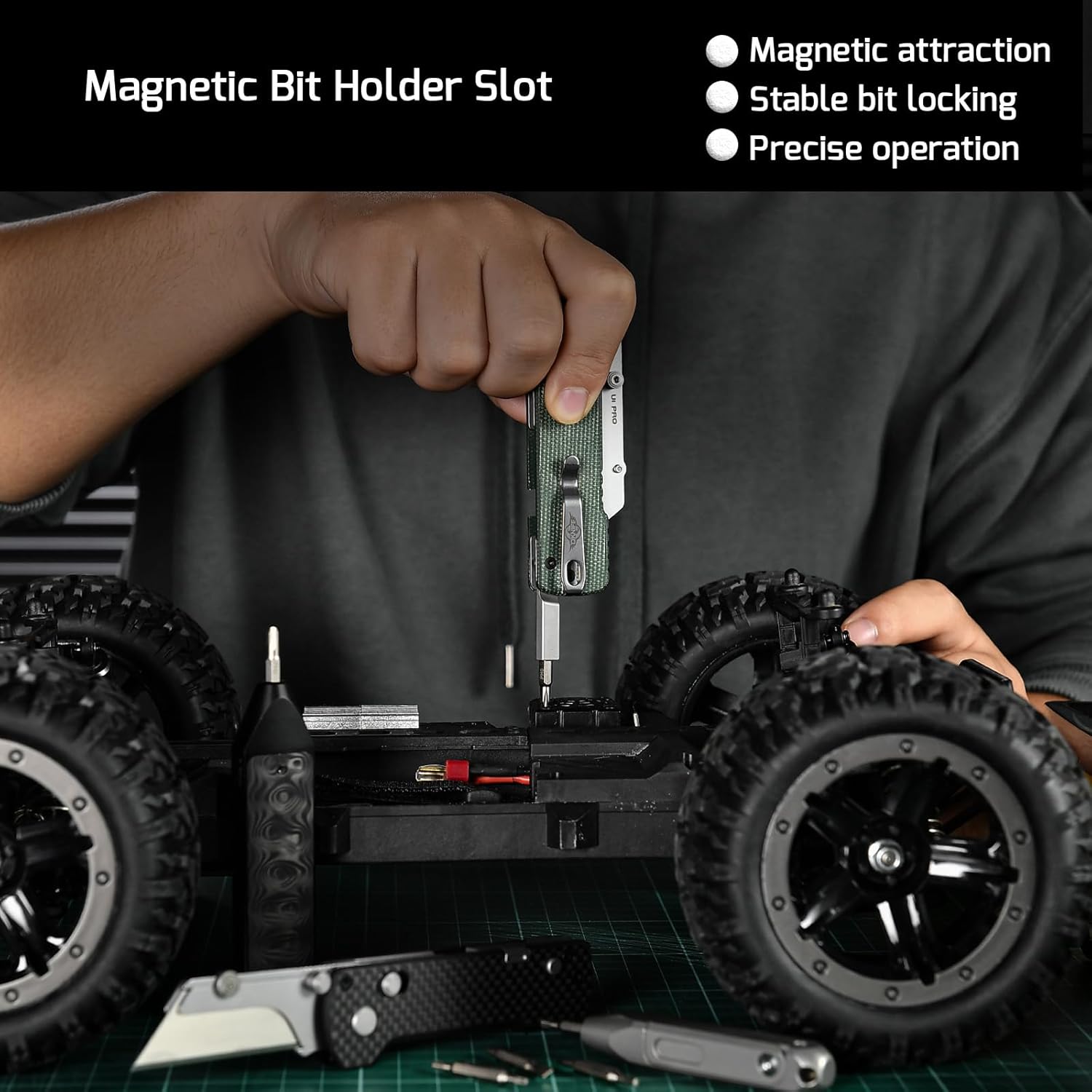 OKNIFE U1 Pro Multitool Folding Utility Knife with Folding Screwdriver, Quick Change Blade, Rail Lock & Pocket Clip for Men Women (Carbon Fiber Black)