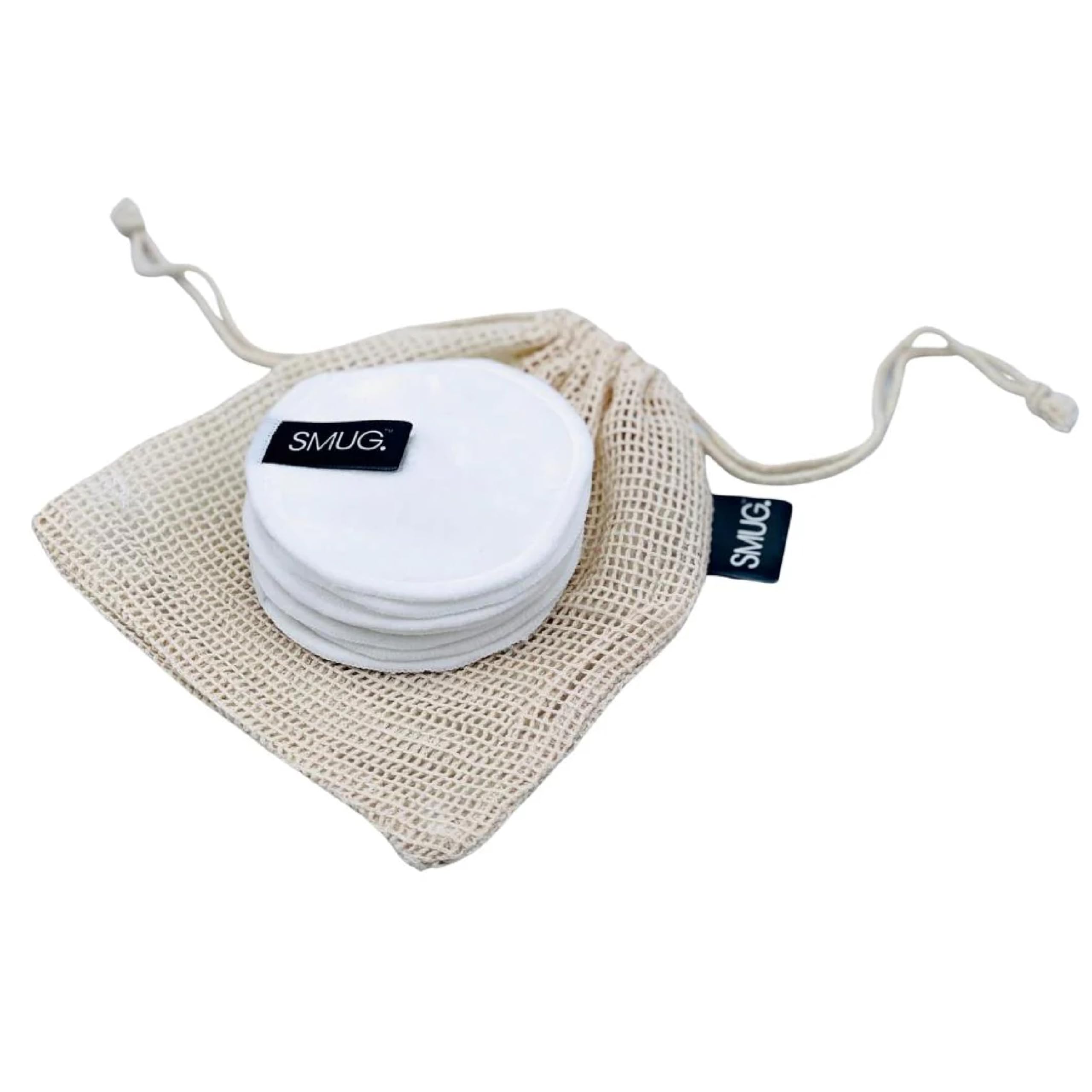 SMUG Bamboo Reusable Makeup Remover Pads (x7), Washable Face Cleansing & Eye Make Up Remover Pads with Mesh Laundry Bag