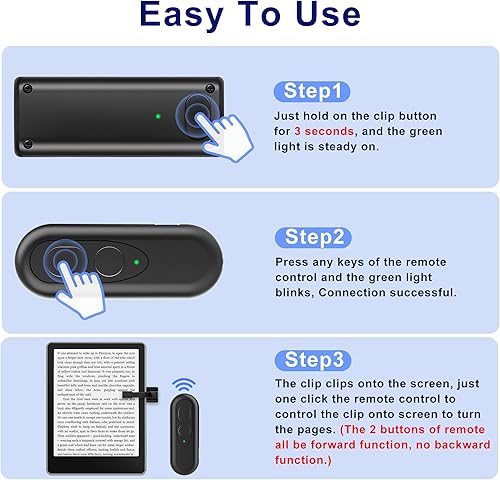 Miniatura 7 de RF Remote Control Page Turner para Kindle Paperwhite Oasis Kobo eReaders, Kindle Remote Page Turner para iPhone Android Tablets lectura novelas