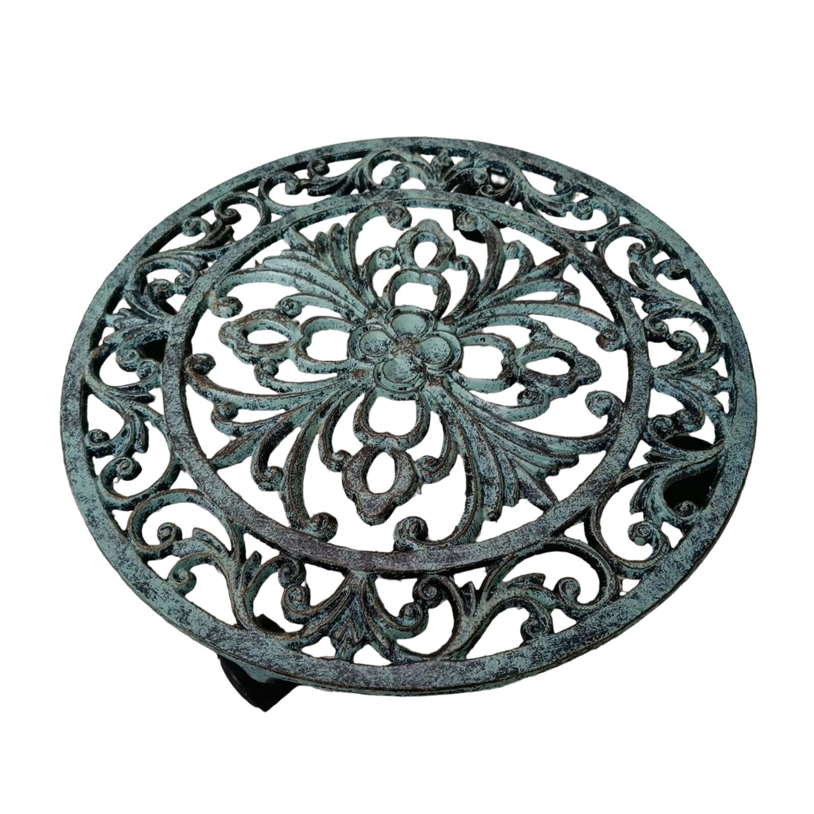 Gralara Support à Plantes à roulettes, déplace-Pot, Accessoires métalliques Polyvalents, Pratique pour l'intérieur et l'extérieur, Chariot à Fleurs, Bleu
