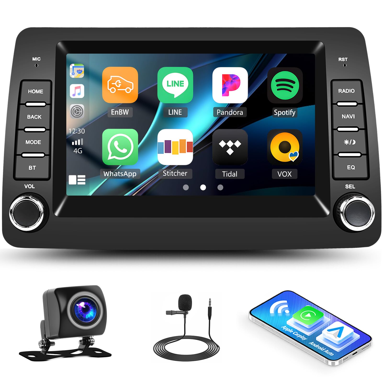 Autoradio per Fiat Panda 169, GOHHDL 2G+64G Radio per Fiat Panda 2002-2012 con Wireless Carplay Android Auto, 7 Pollici Autoradio Bluetooth Stereo Android con GPS WiFi GPS SWC FM RDS EQ Telecamera+Mic