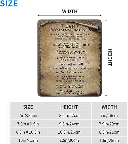 Miniatura 7 de Alfombrilla de mouse vintage con versículo bíblico de 10 mandamientos, resistente al agua, con borde cosido, alfombrilla de mouse de computadora de