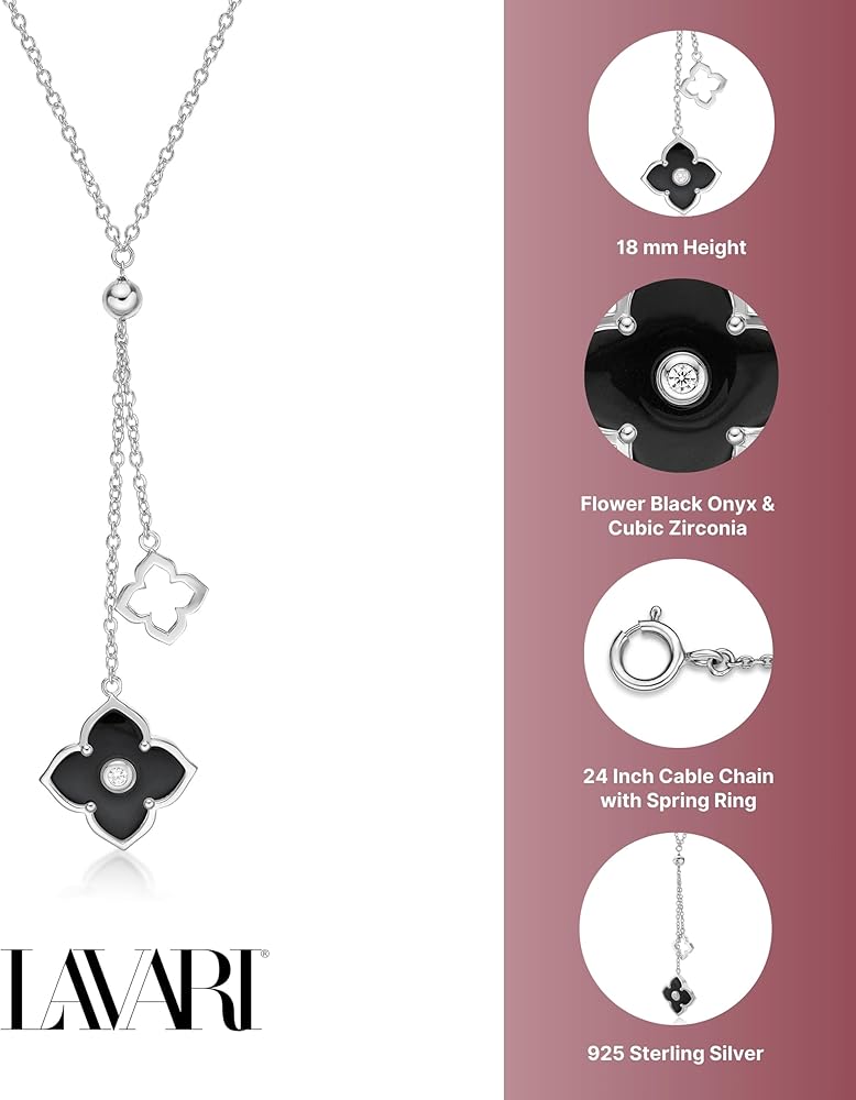 Amazon.com: Lavari Jewelers Black Onyx and Cubic Zirconia Double