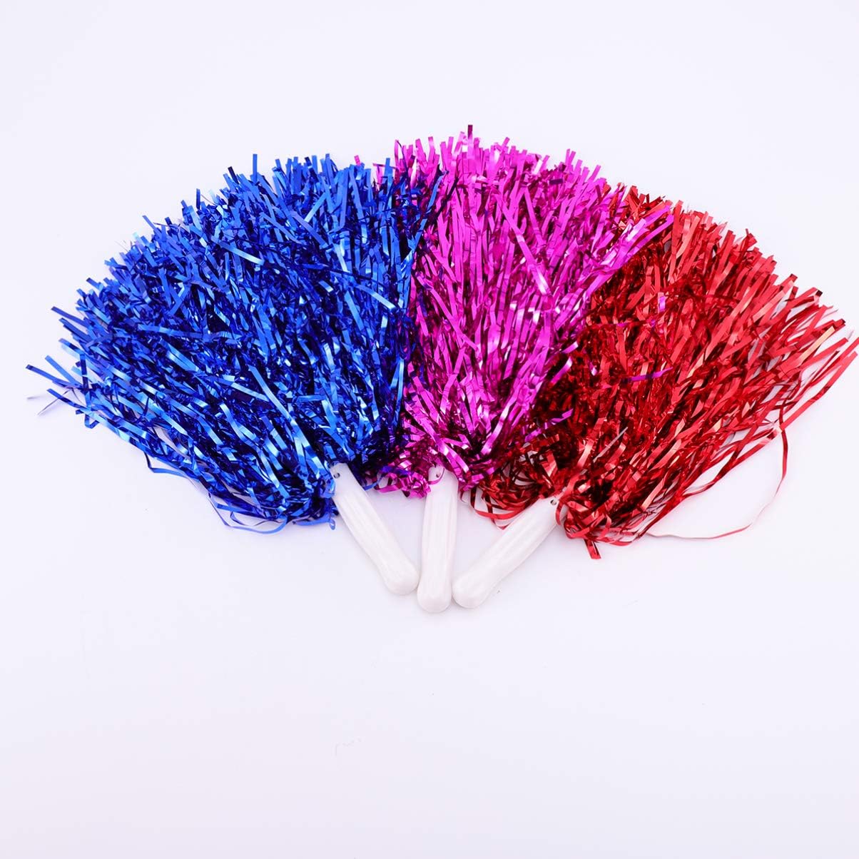 Tomaibaby Cheerleading Pom Poms: 14PCS Metallic Foil Plastic Pom Poms with Baton Handle for Game Sports Squads Dancing Party Football Basketball Club Spirit Stage Performance Celebration - Image 5